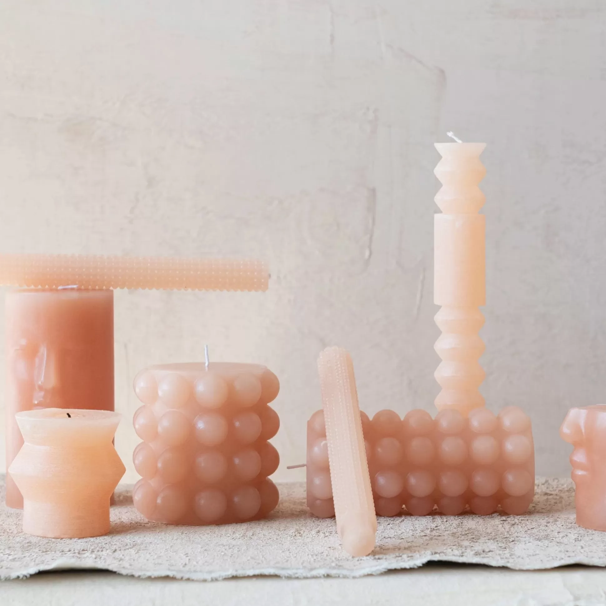 Hobnail Taper Candles, Set of 2, Nude^Be Home Cheap