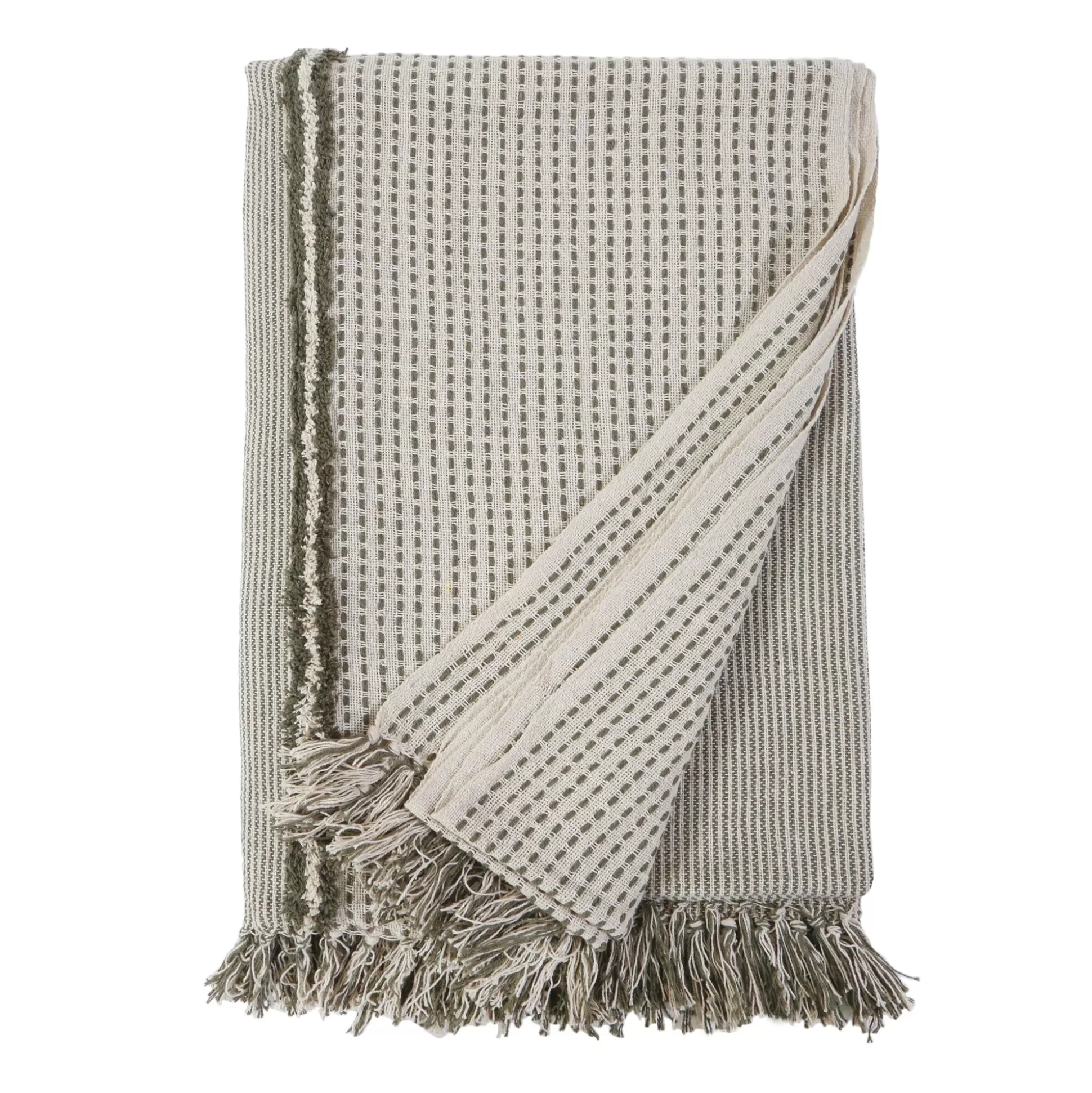 Jagger Oversized Throw, Ivory & Moss^Be Home Discount