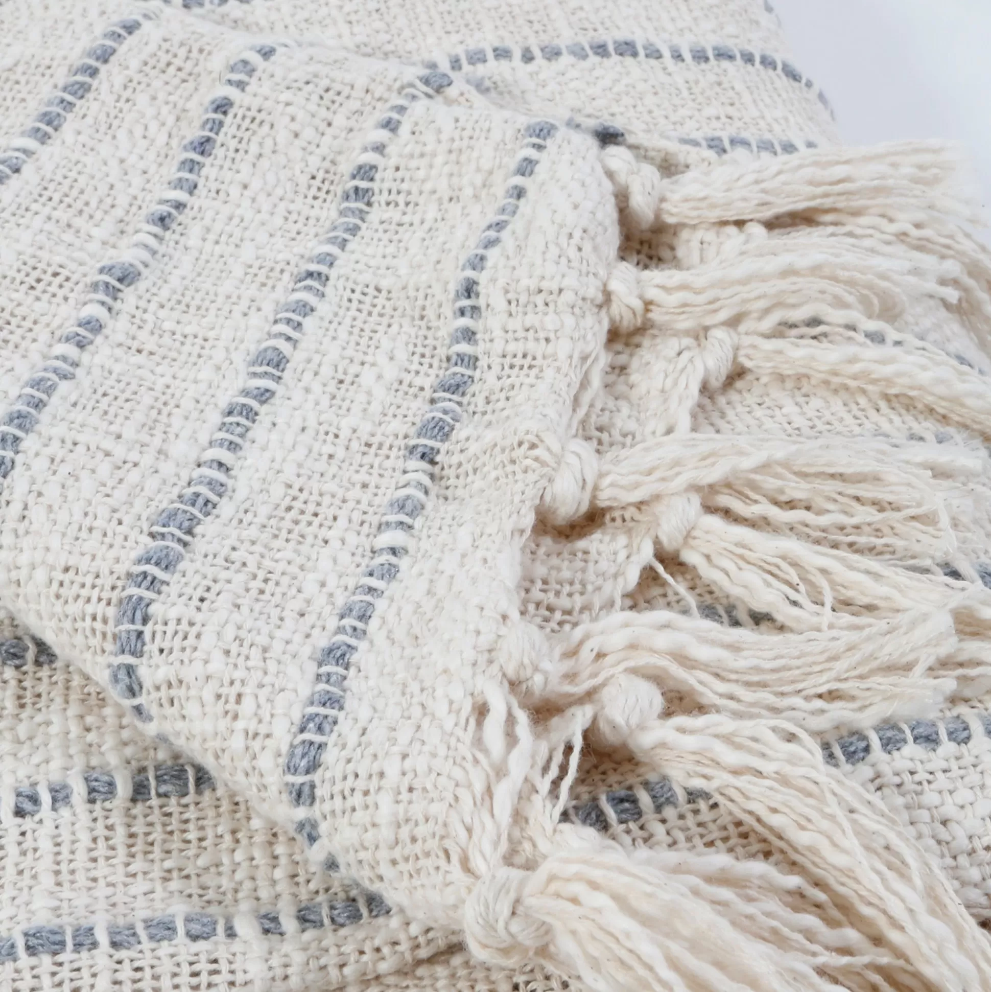 Jojo Handwoven Throw, Blue Grey^Be Home Online