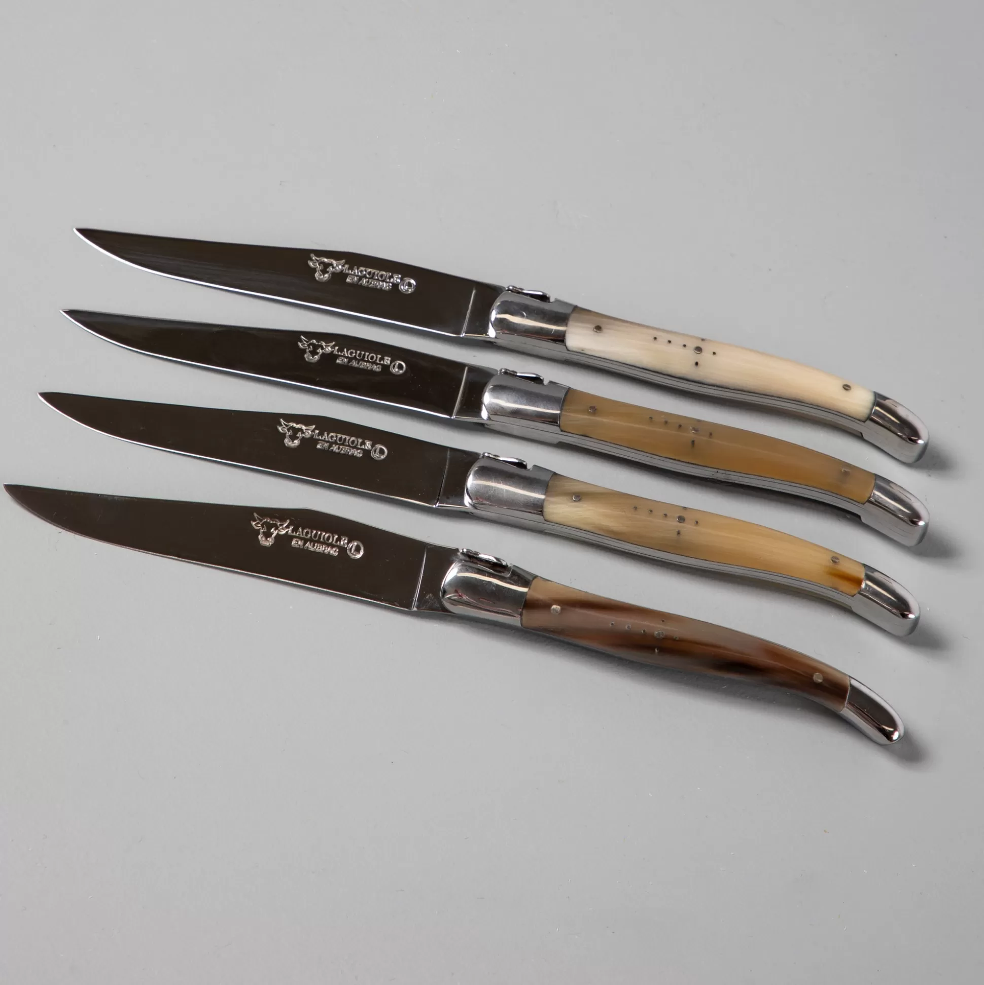 Laguiole en Aubrac Handcrafted Steak Knives, Set of 4, Solid Horn^Be Home Cheap
