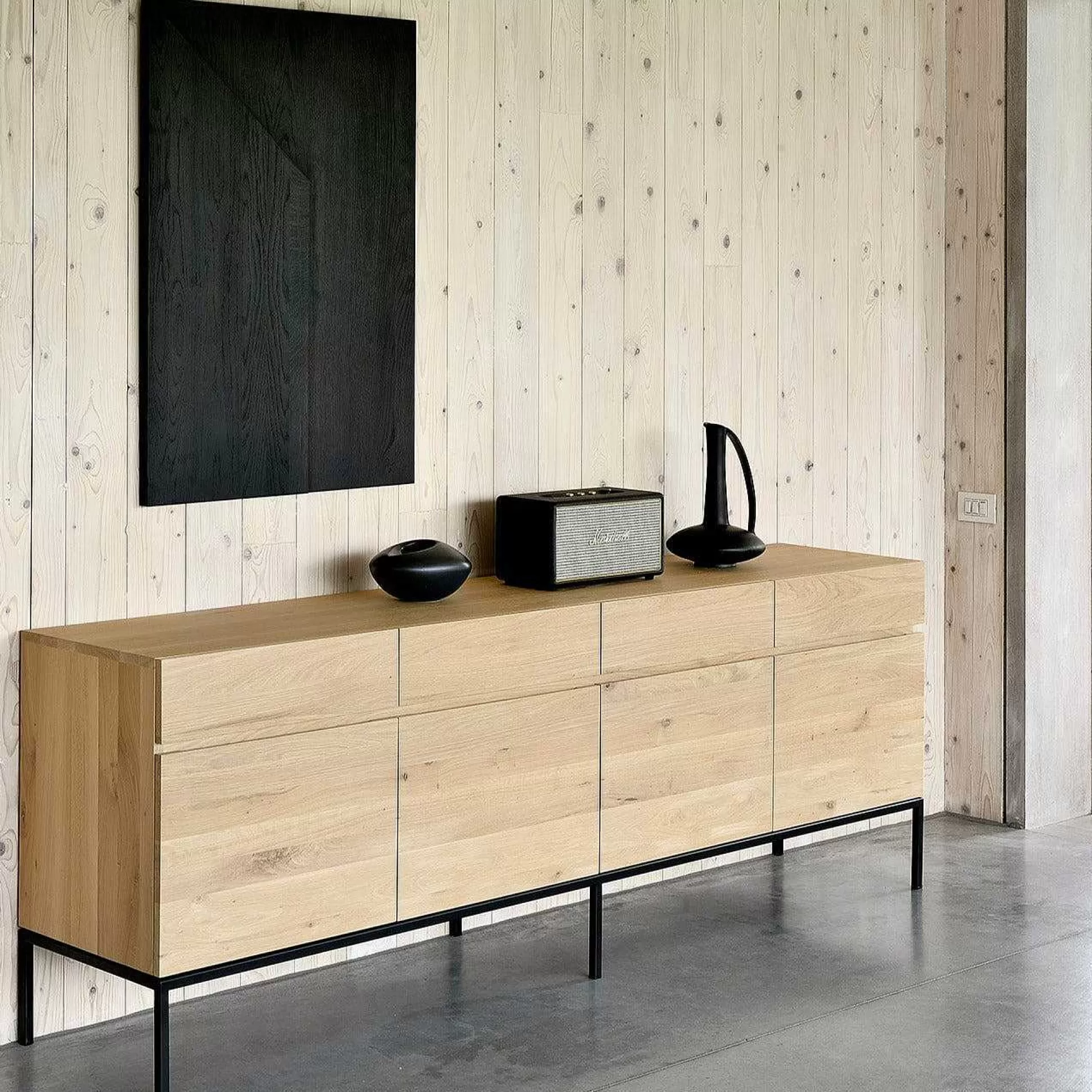 Be Home Sideboards<Ligna Sideboard with Black Metal, 4 Doors & 4 Drawers