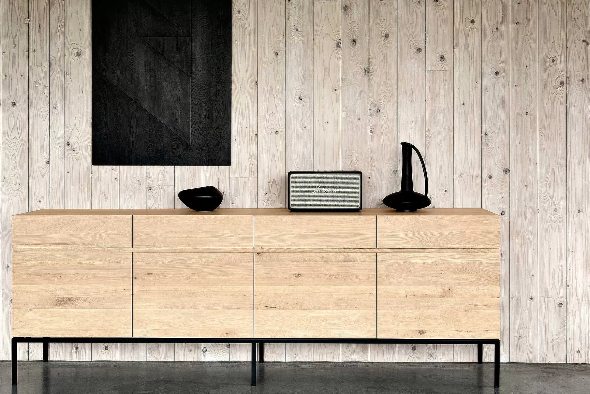 Be Home Sideboards<Ligna Sideboard with Black Metal, 4 Doors & 4 Drawers