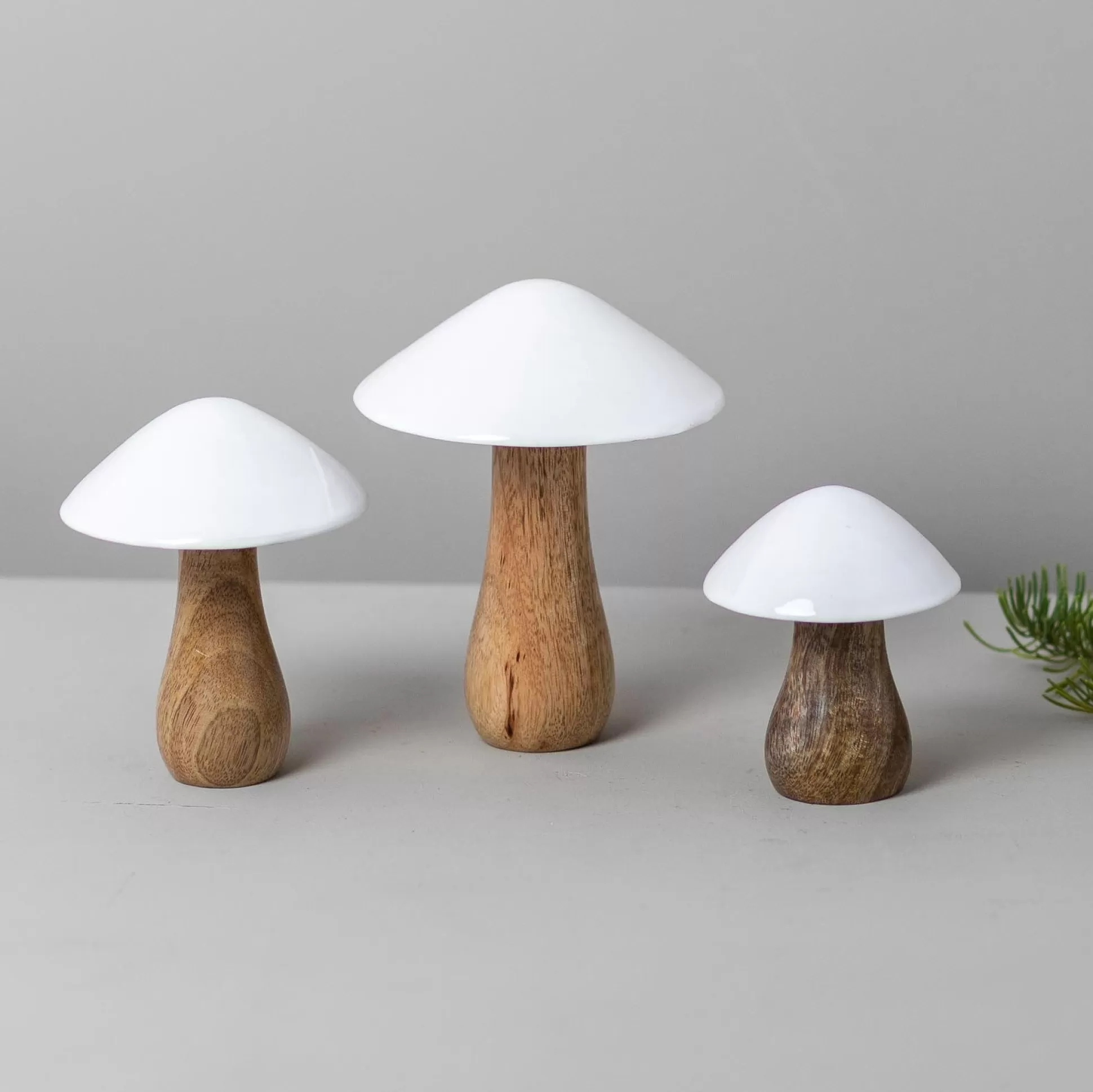 Mango Wood & Enamel Mushroom, Large^Be Home Clearance