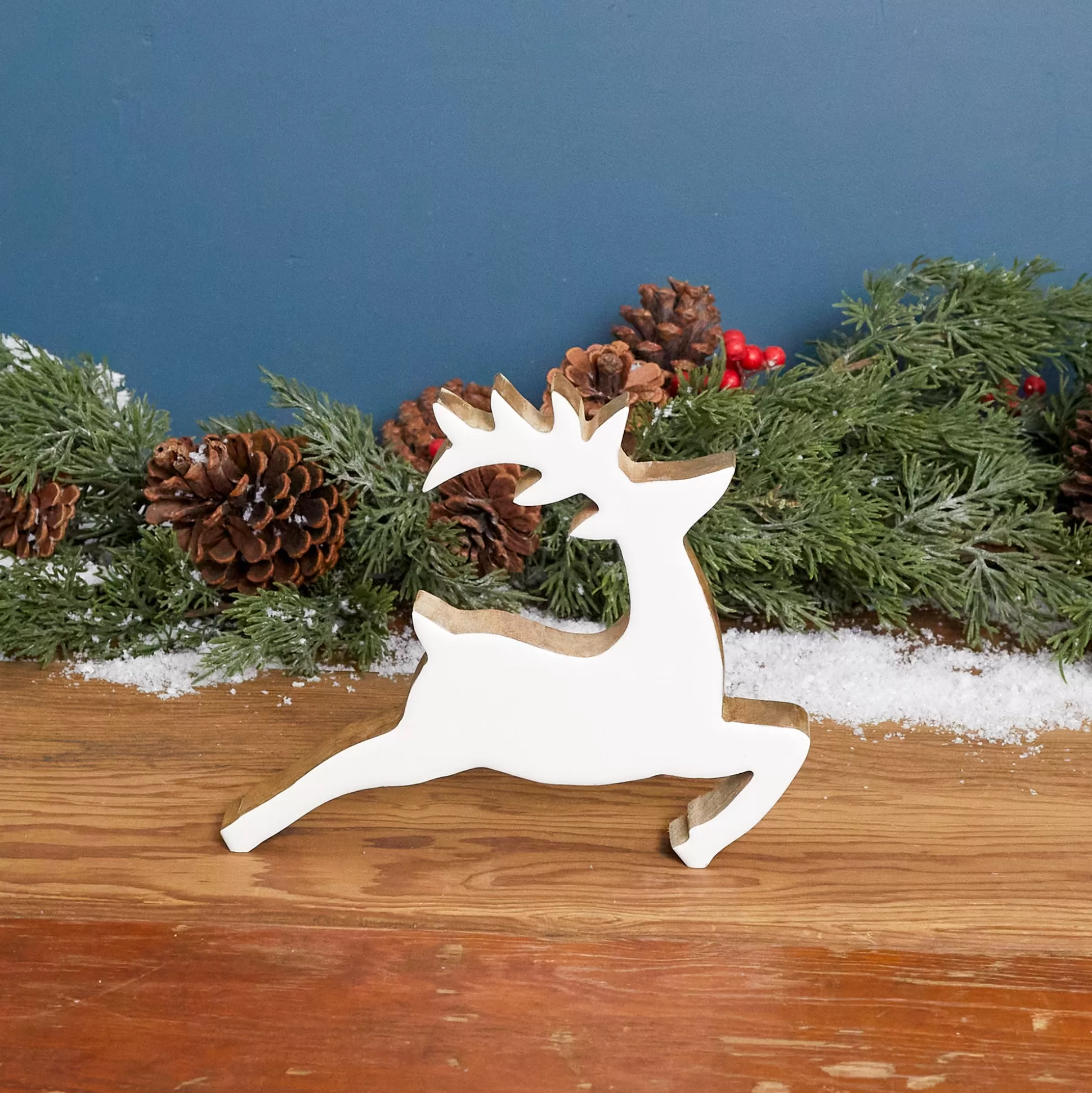 Mango Wood & Enamel Prancing Reindeer, Small^Be Home Store