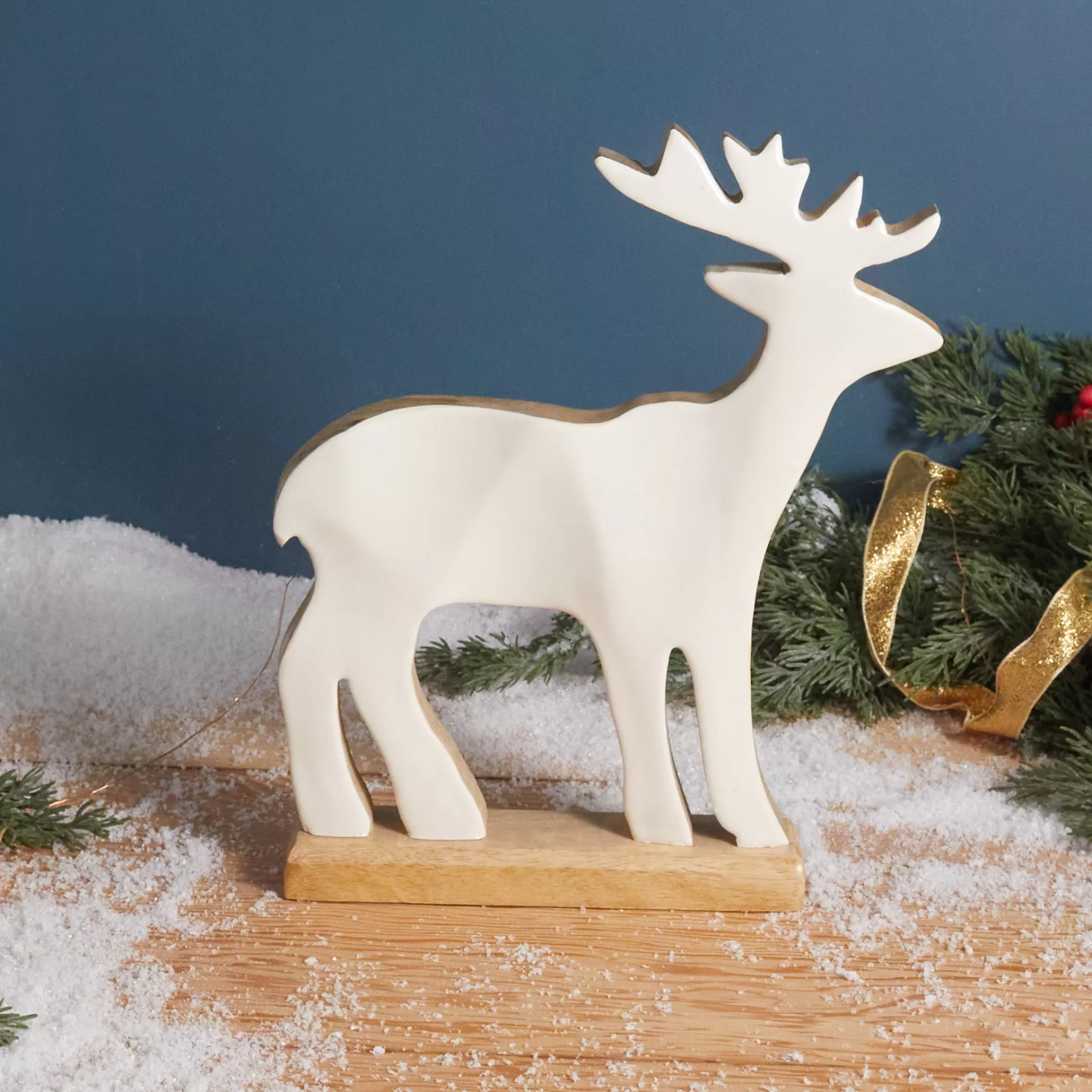 Mango Wood & Enamel Reindeer, Large^Be Home Shop