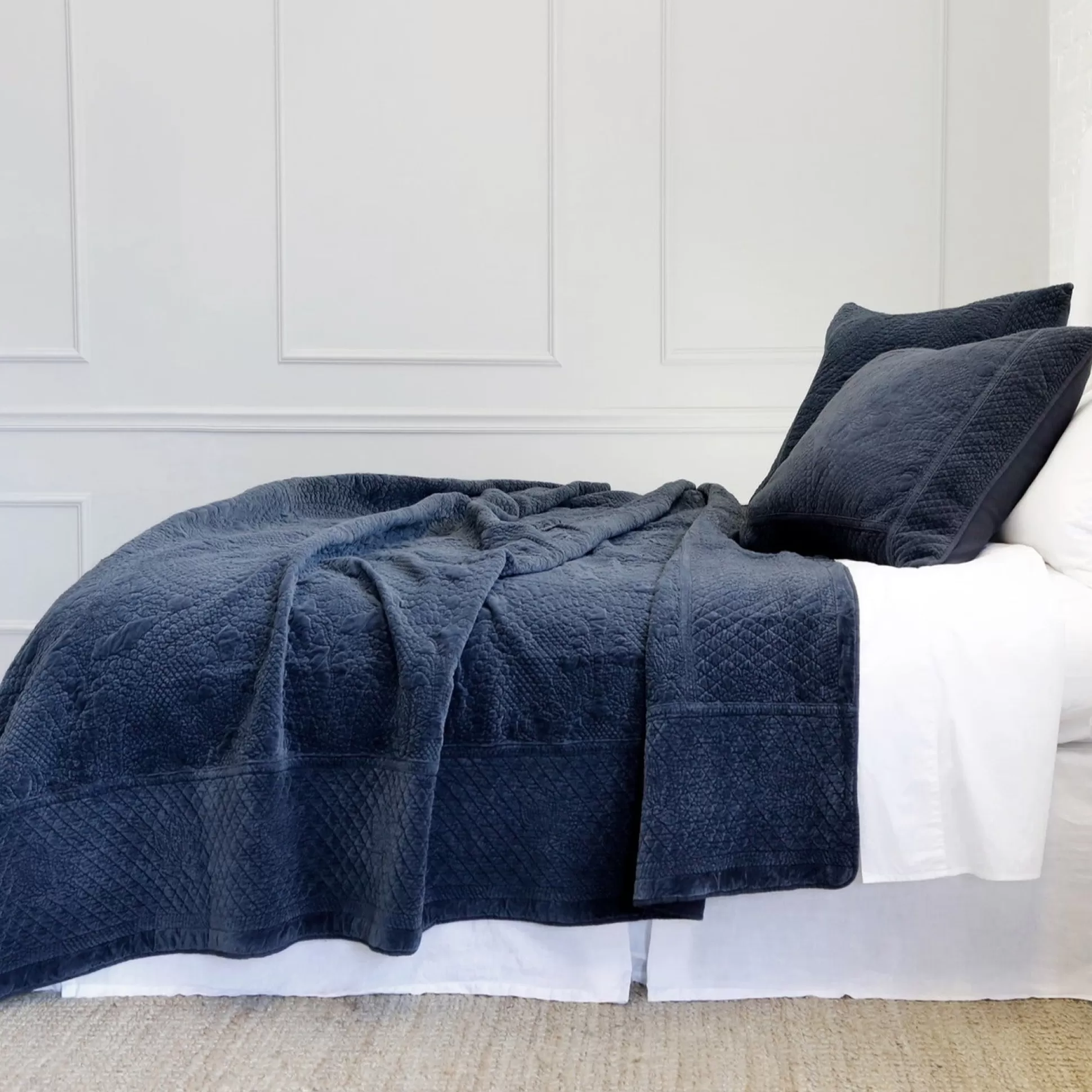 Marseille King Coverlet, Navy^Be Home Cheap