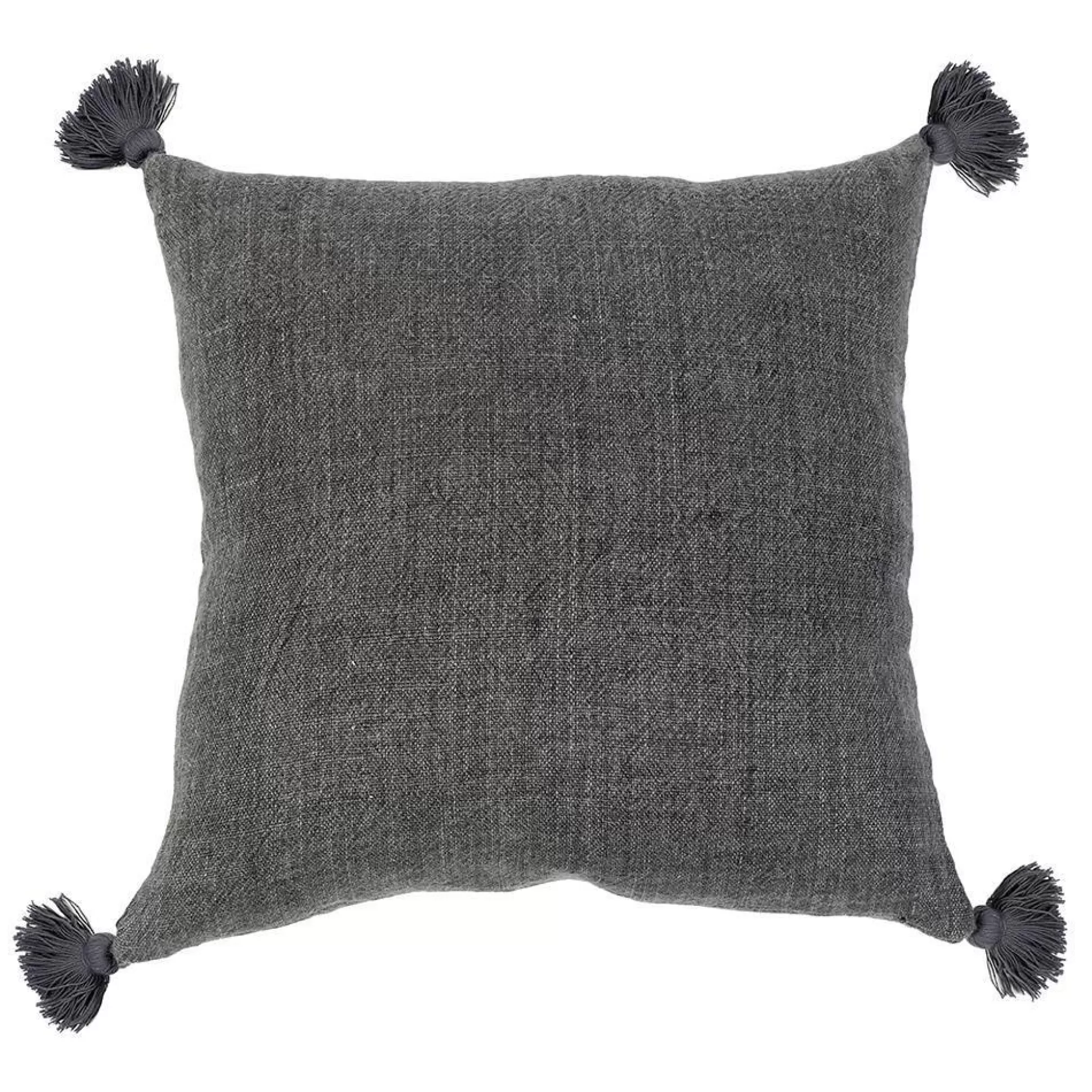 Montauk Square Pillow with Tassels, Charcoal^Be Home Hot