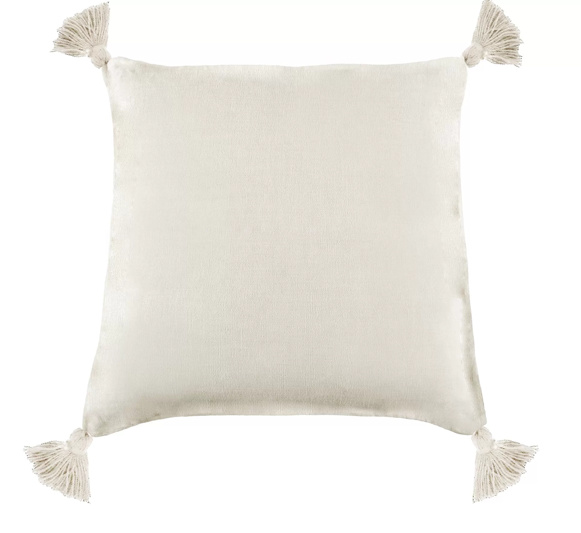 Montauk Square Pillow with Tassels, Cream^Be Home Outlet