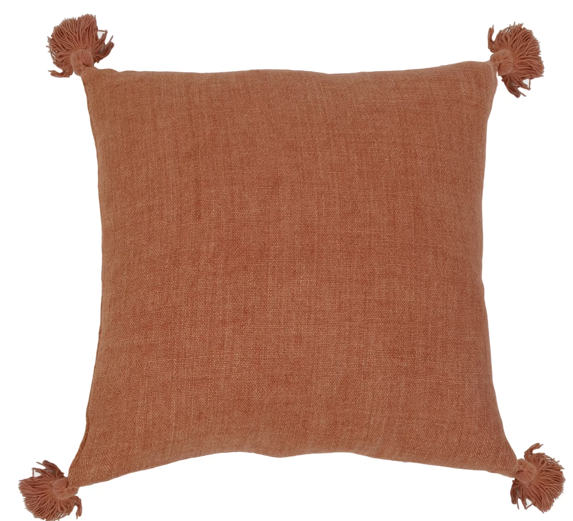 Montauk Square Pillow with Tassels, Terra Cotta^Be Home Cheap