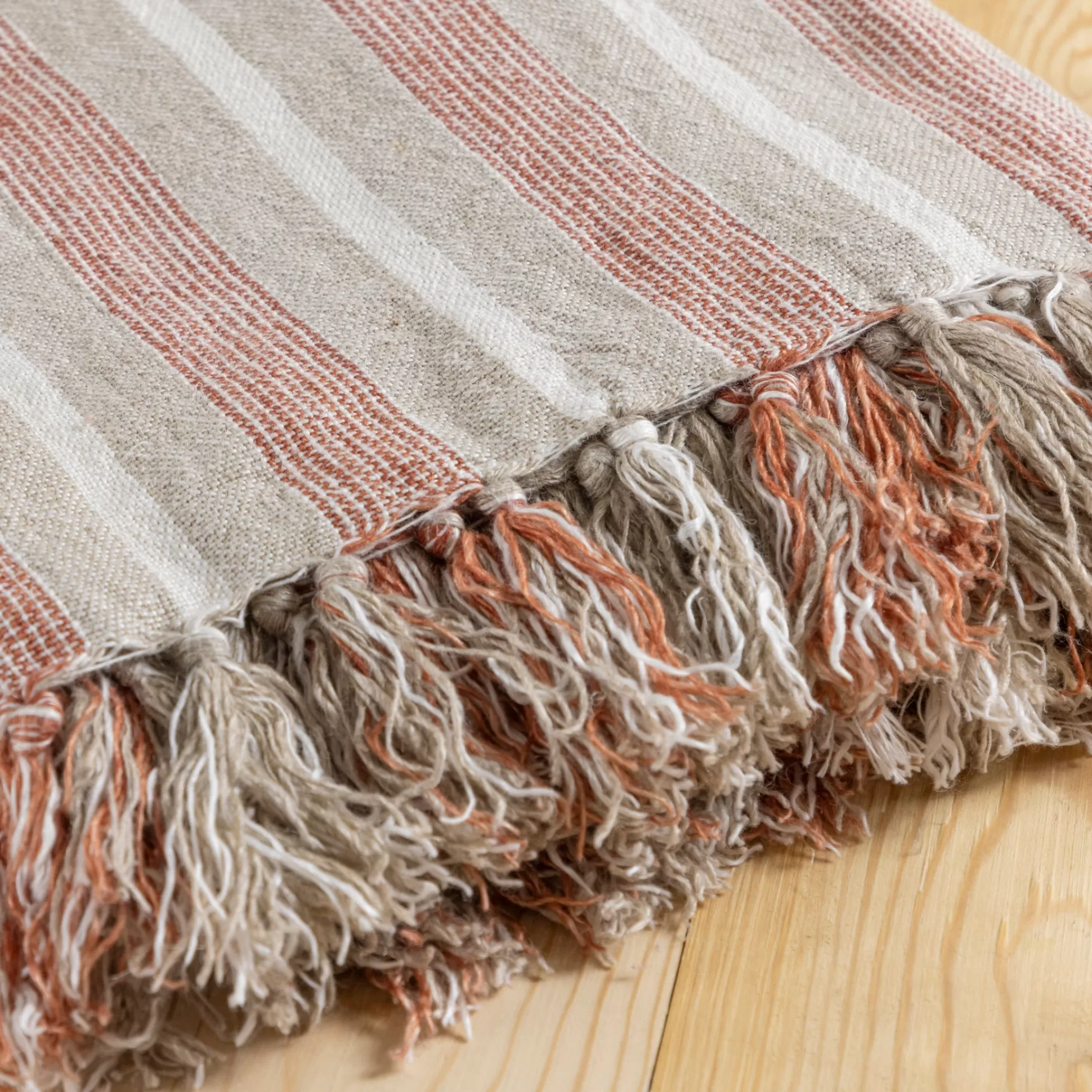 Montecito Oversized Throw, Terra Cotta & Natural^Be Home Fashion