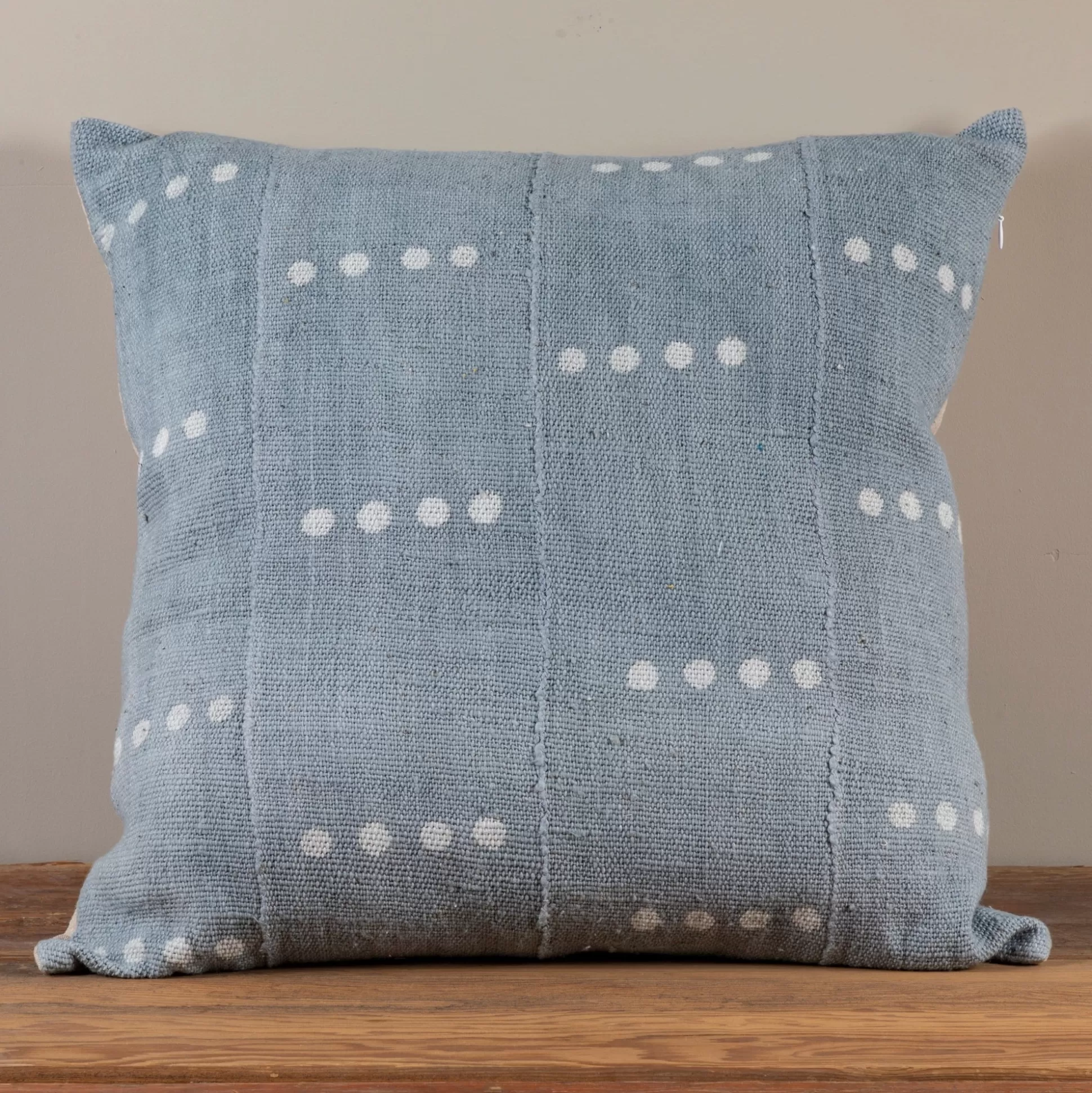 Mud Cloth Square Pillow, Blue / Grey with Dots^Be Home Fashion