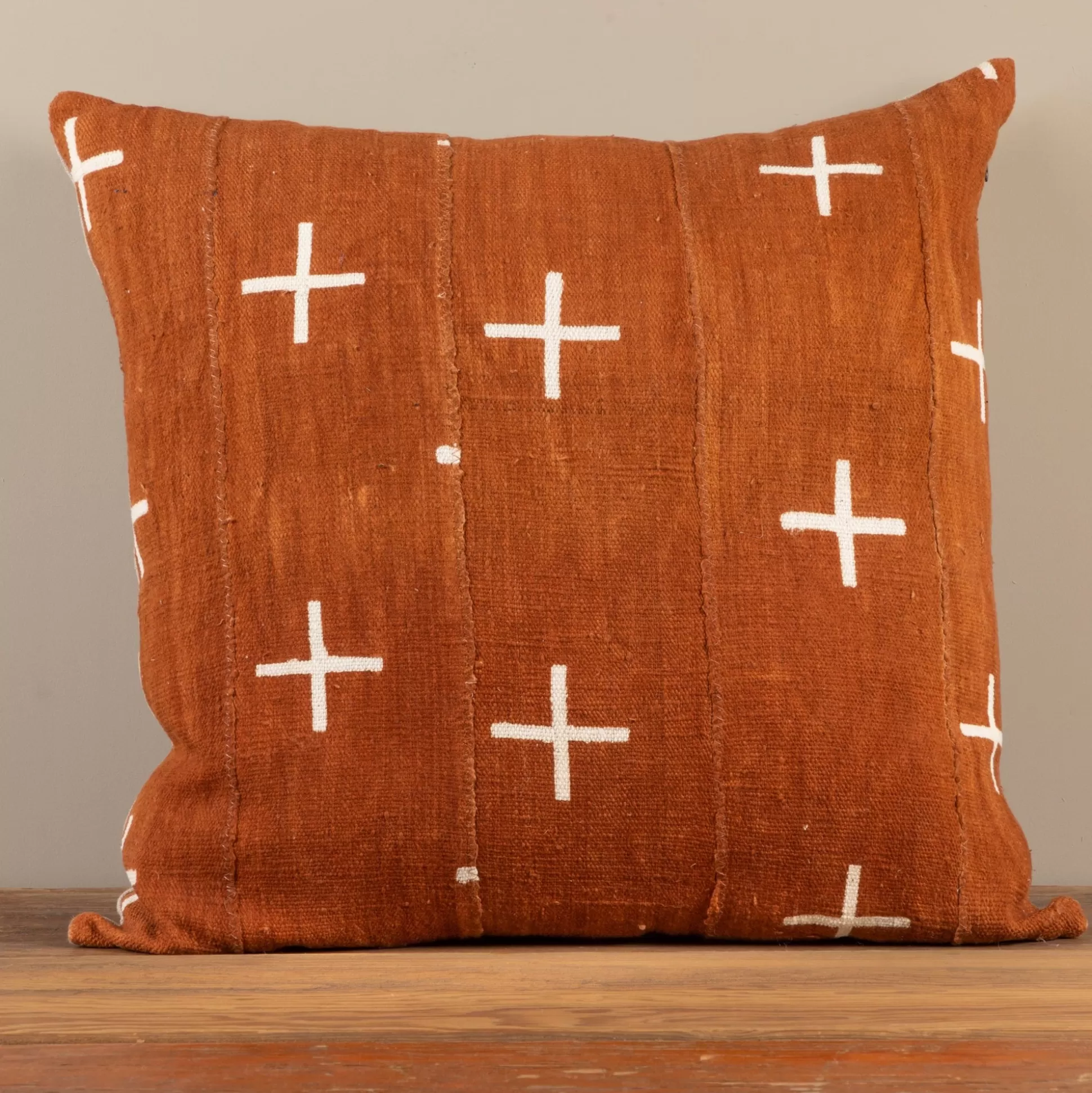 Mud Cloth Square Pillow, Rust^Be Home Store