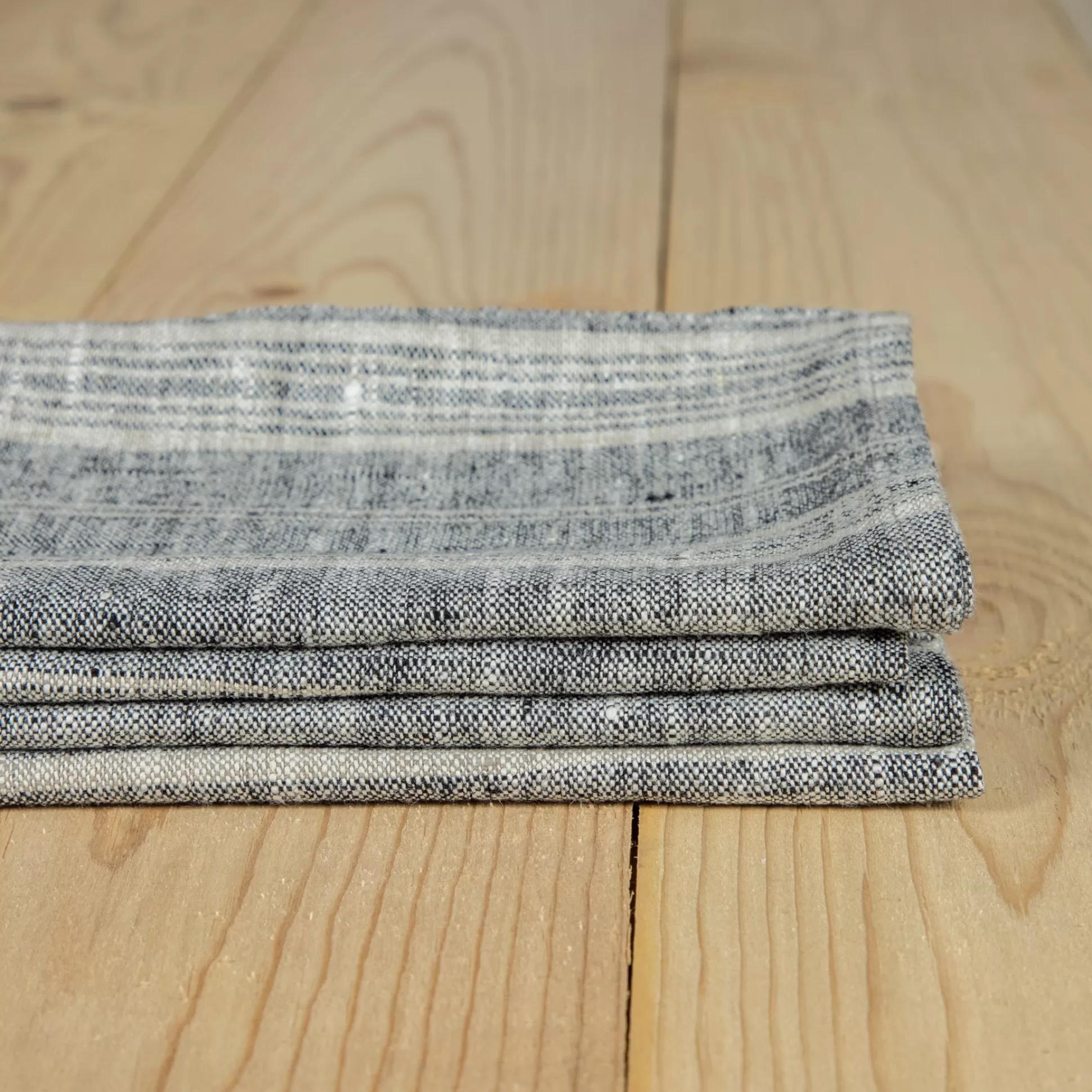 Multistripe Napkin, Black and Natural, Set of 4^Be Home Sale