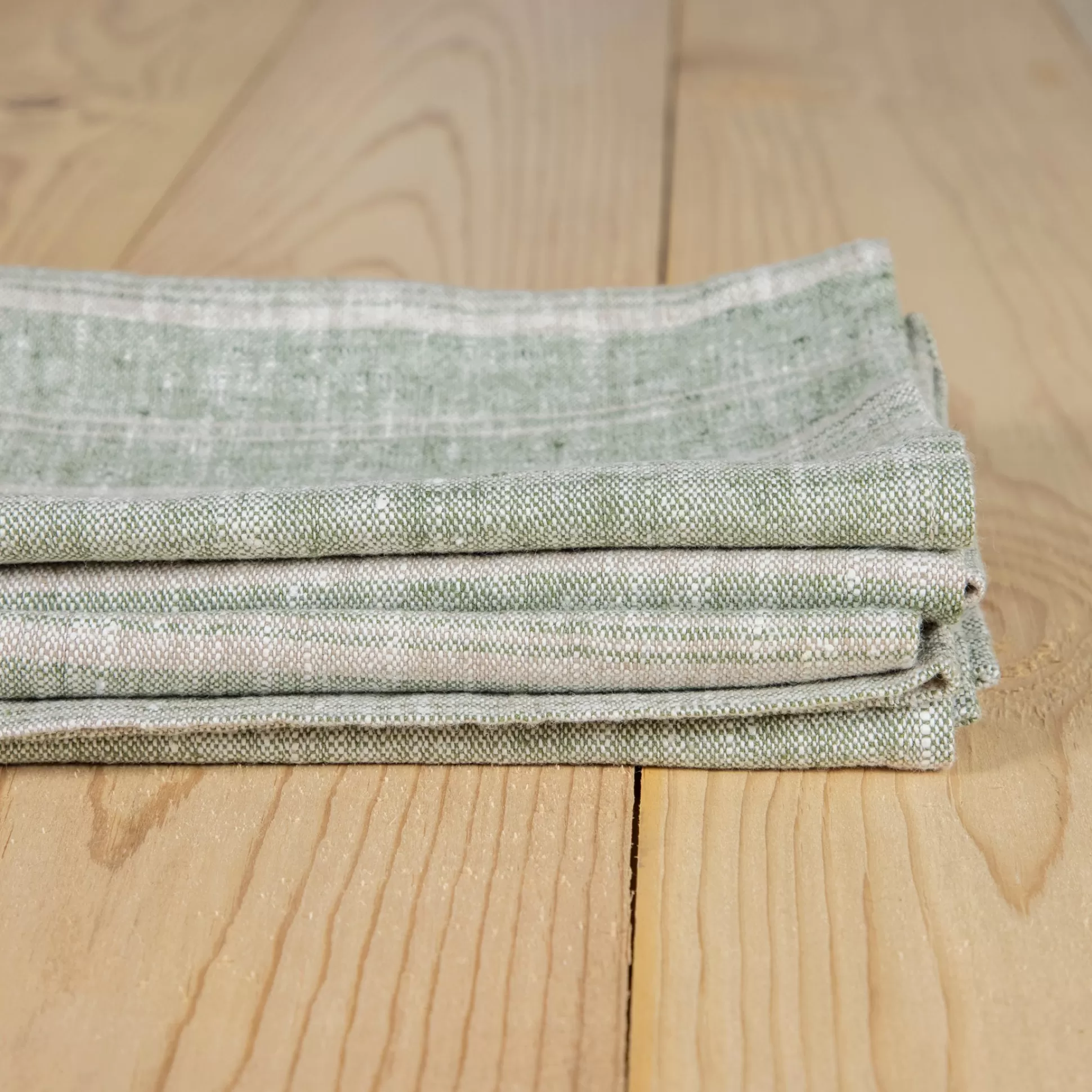 Multistripe Napkin, Forest Green and Natural, Set of 4^Be Home New