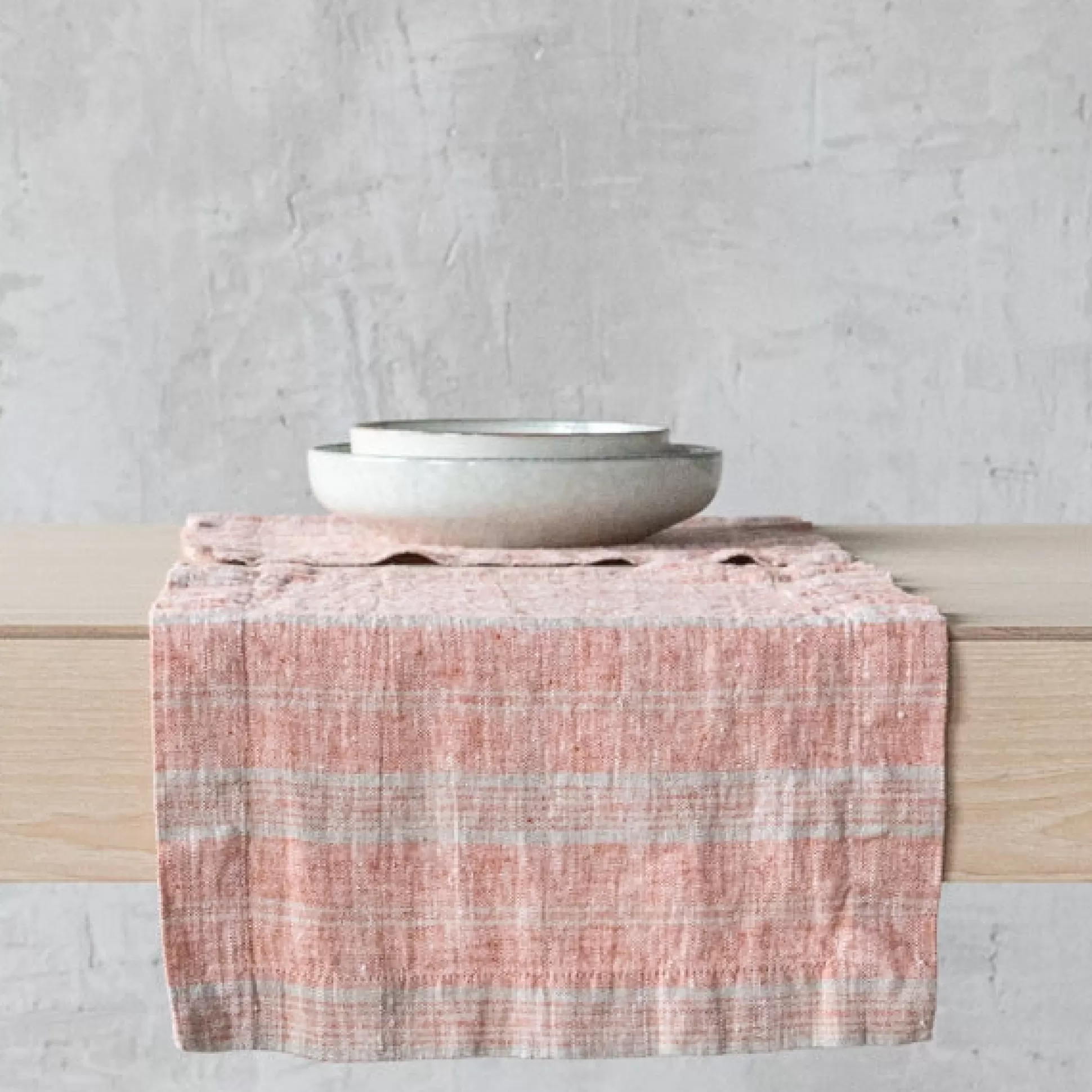 Multistripe Placemat, Brick and Natural, Set of 4^Be Home New