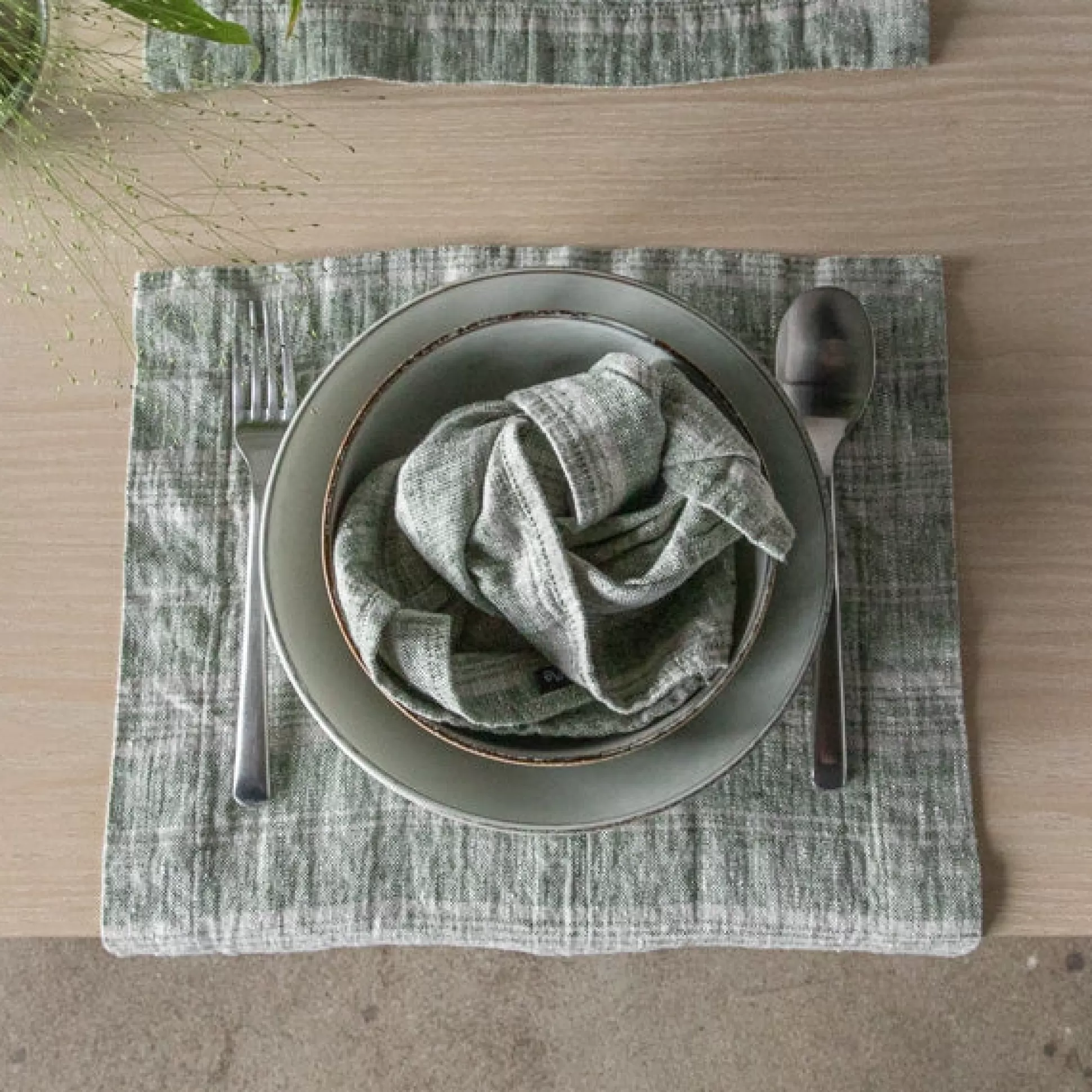 Multistripe Placemat, Forest Green and Natural, Set of 4^Be Home Flash Sale