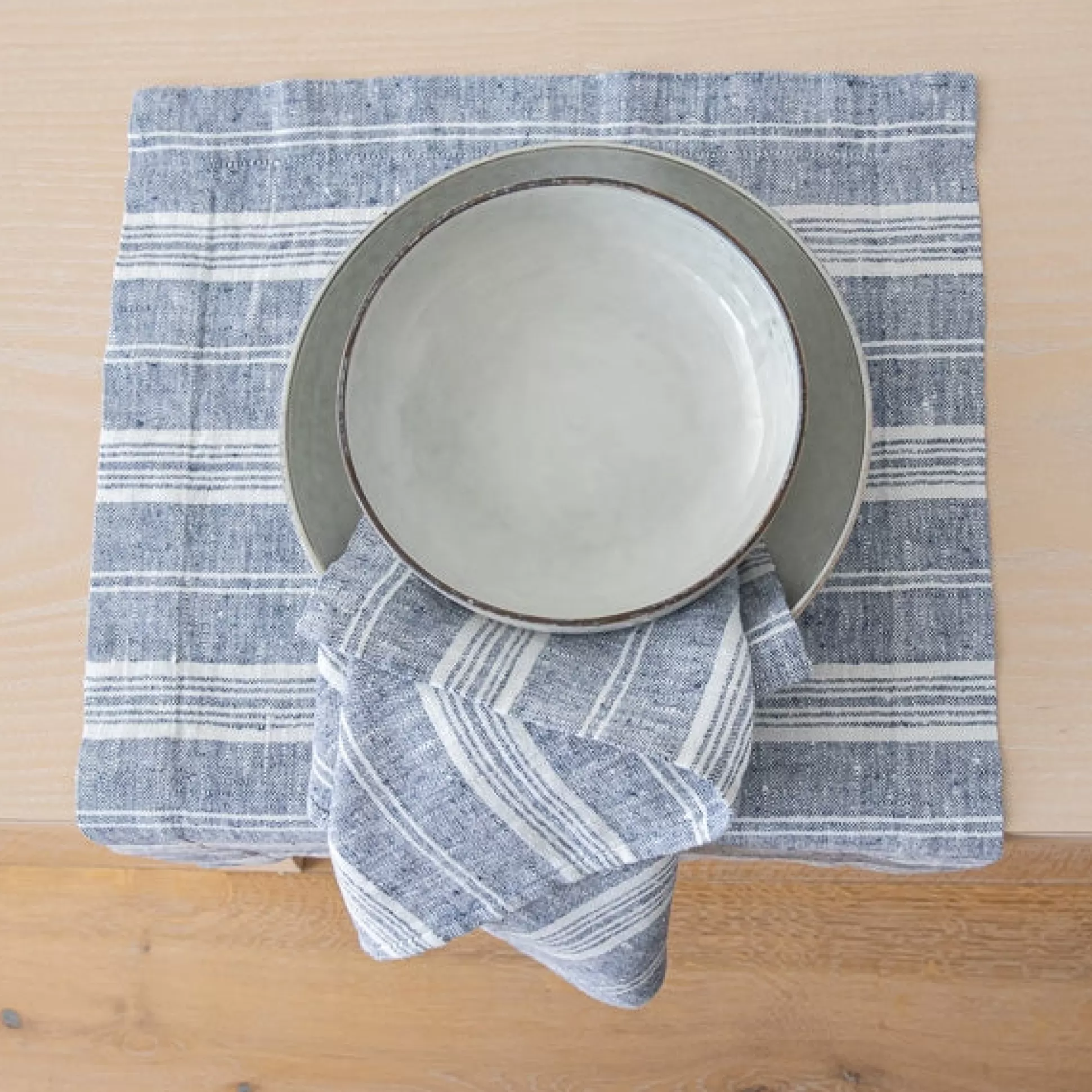 Multistripe Placemat, Indigo, Set of 4^Be Home Cheap