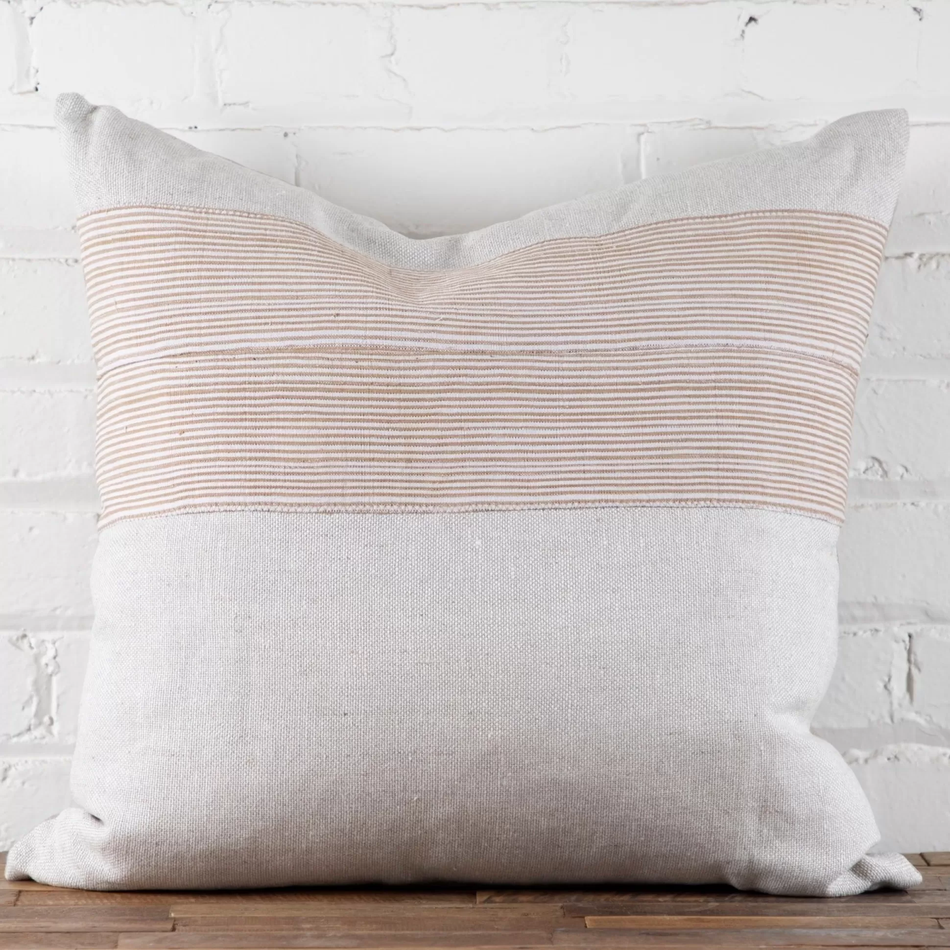 Natural Linen Square Pillow with Aso Oke Mudcloth^Be Home Flash Sale