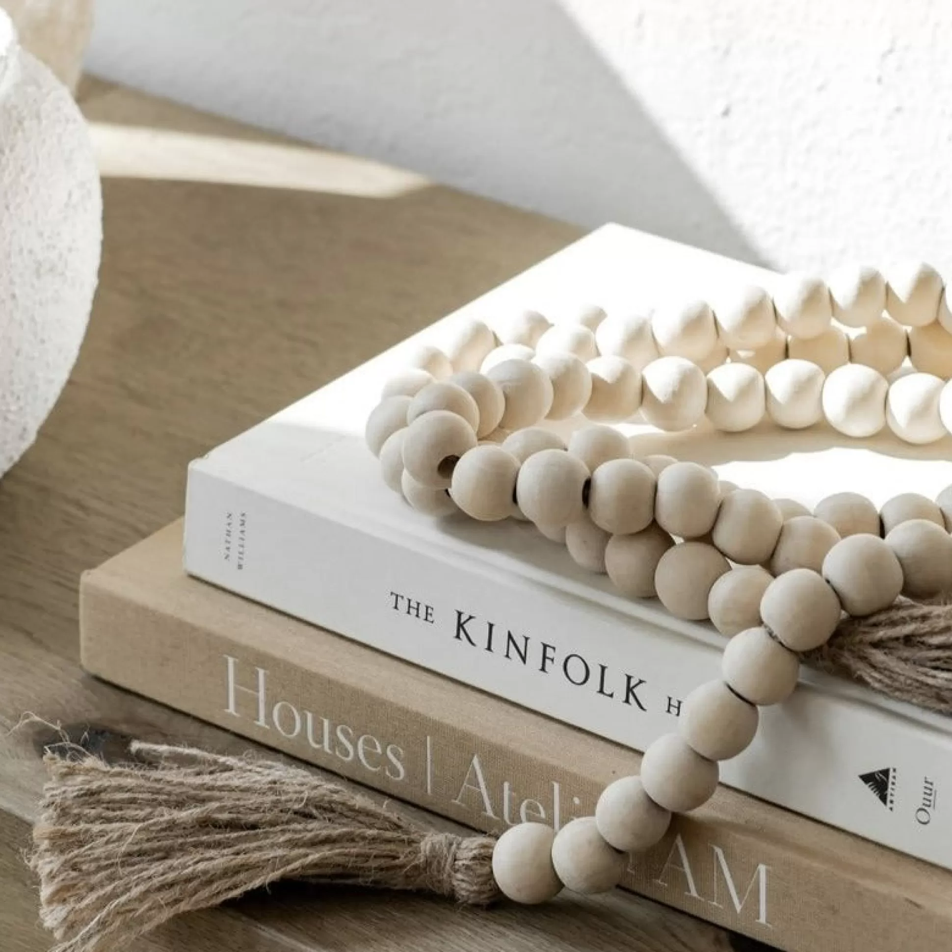 Natural Wood Bead Garland^Be Home Fashion