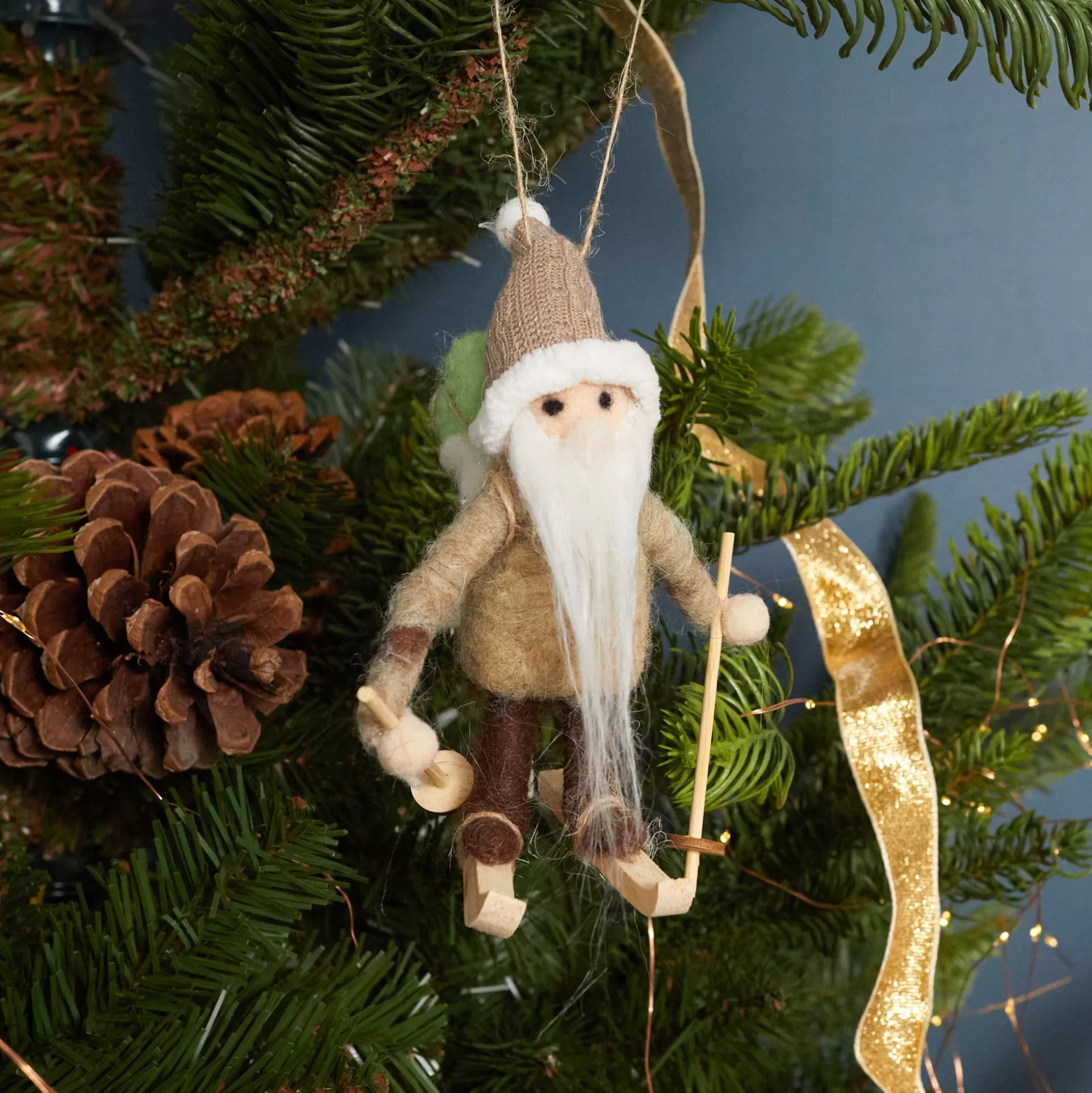 Nordic Skier Santa Ornament^Be Home Sale