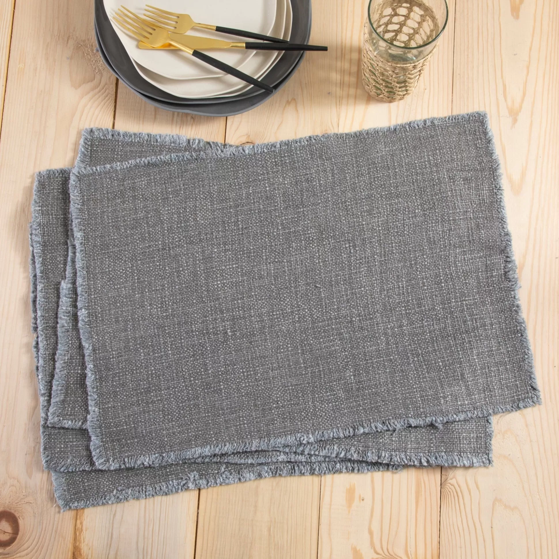 Oakville Placemats, Set of 4, Charcoal^Be Home Online