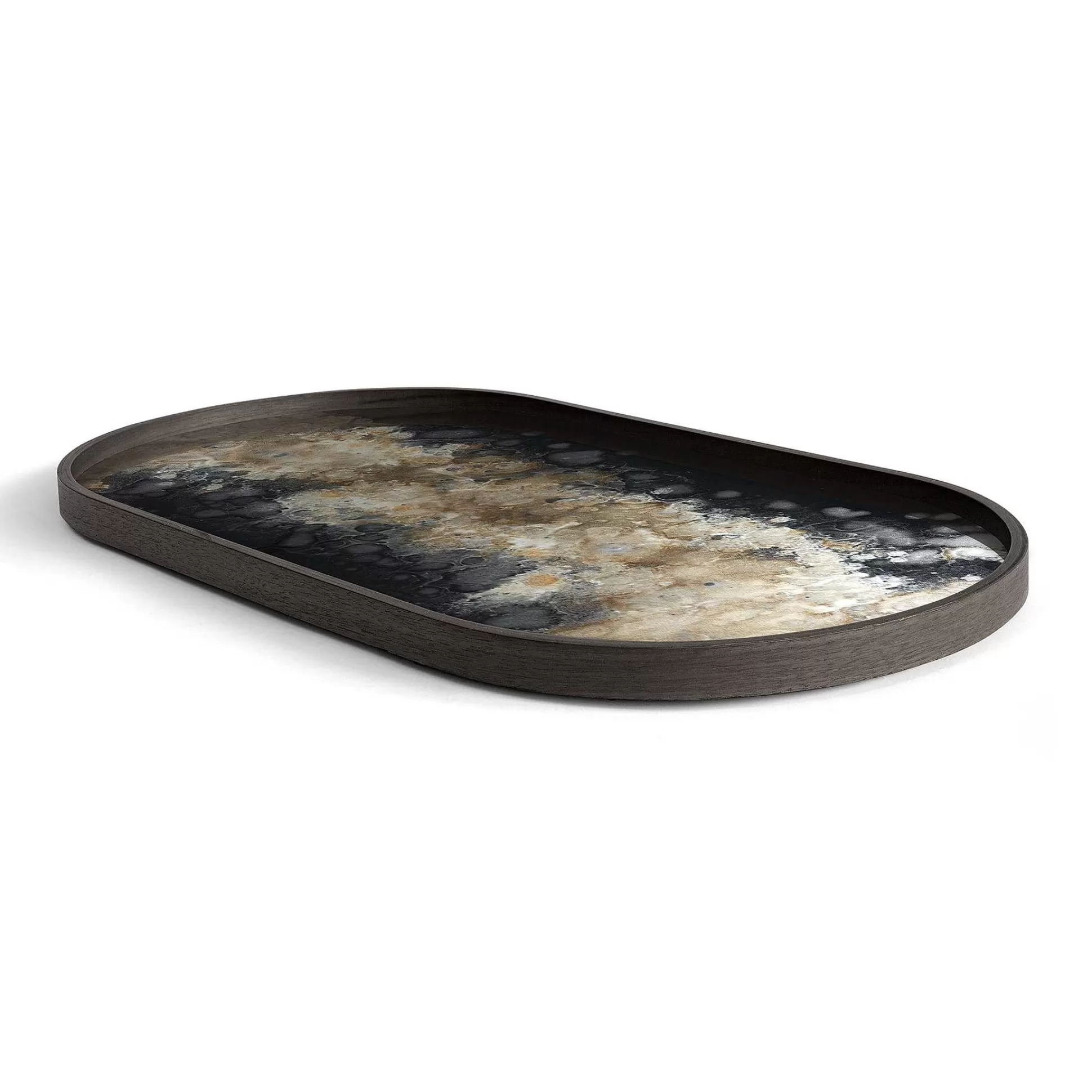 Be Home Trays<Oblong Black Glass Organic Tray