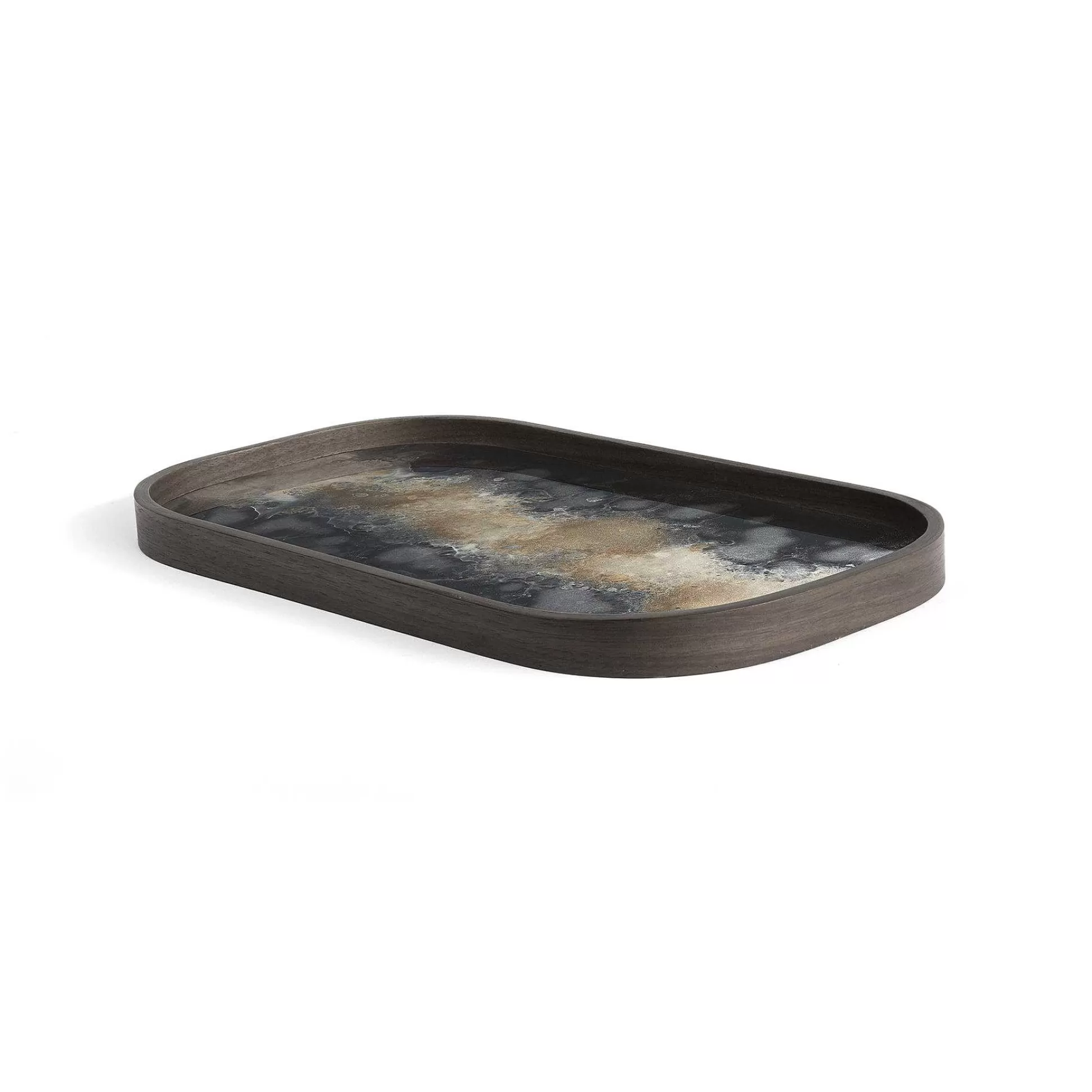 Be Home Trays<Oblong Black Glass Organic Valet Tray