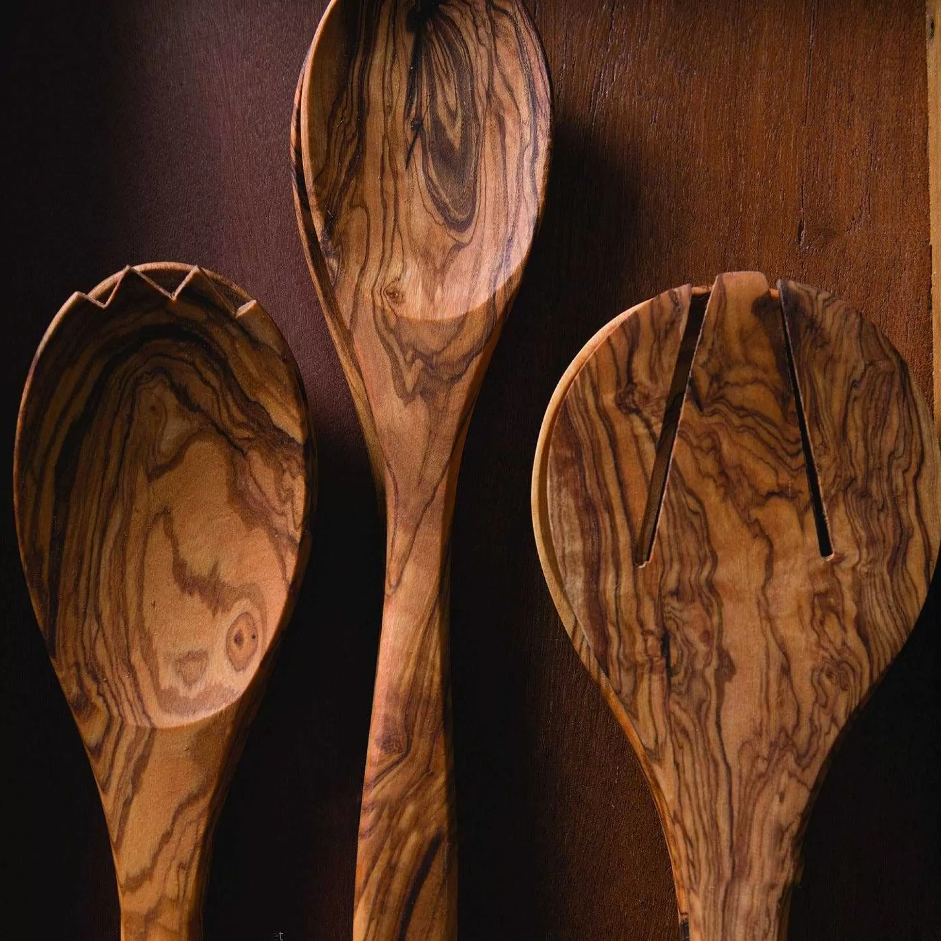 Be Home Salad Servers<Olive Wood Round Serving Set