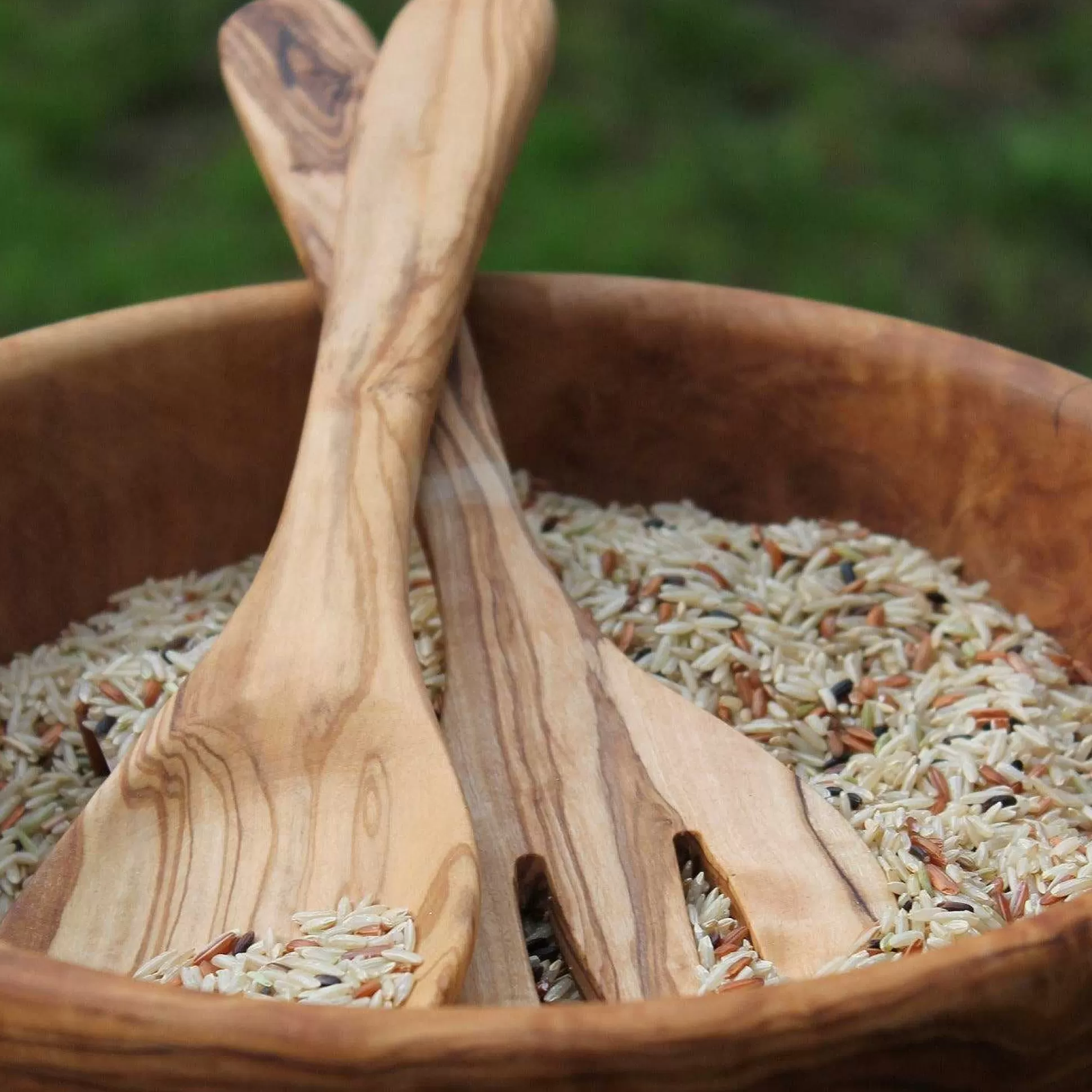 Be Home Salad Servers<Olive Wood Round Serving Set