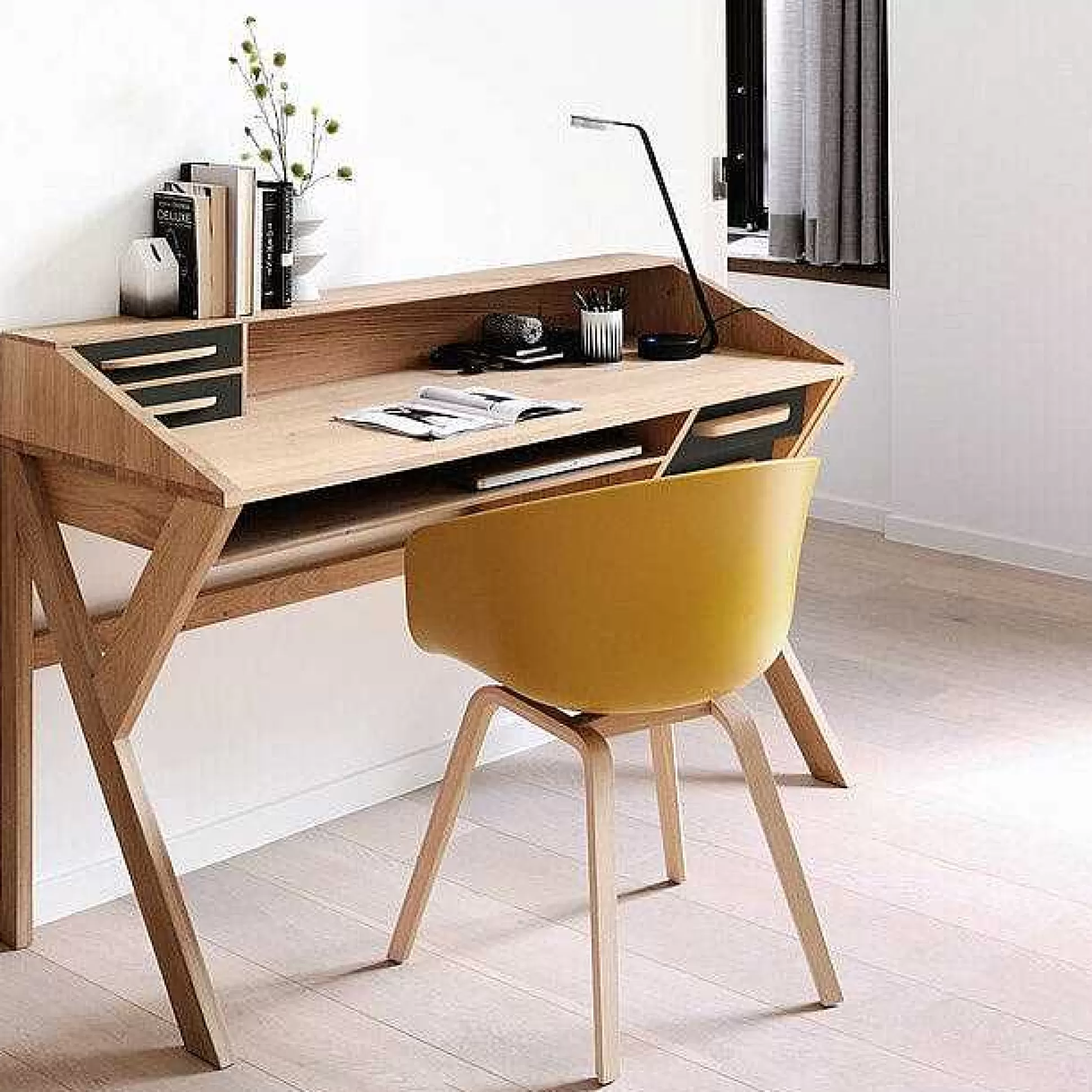 Be Home Desks<Origami Solid Oak Desk, Black