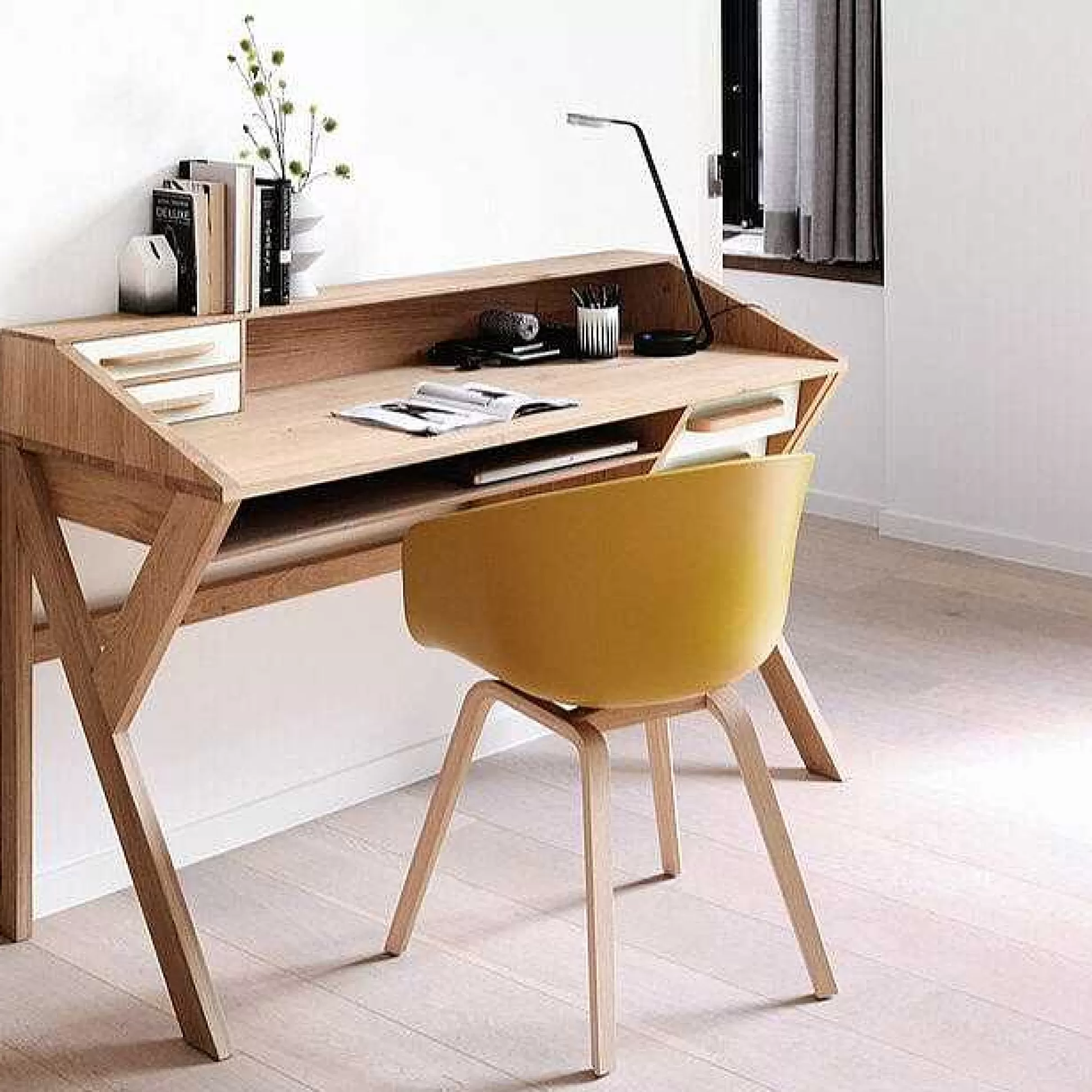 Be Home Desks<Origami Solid Oak Desk, Cream