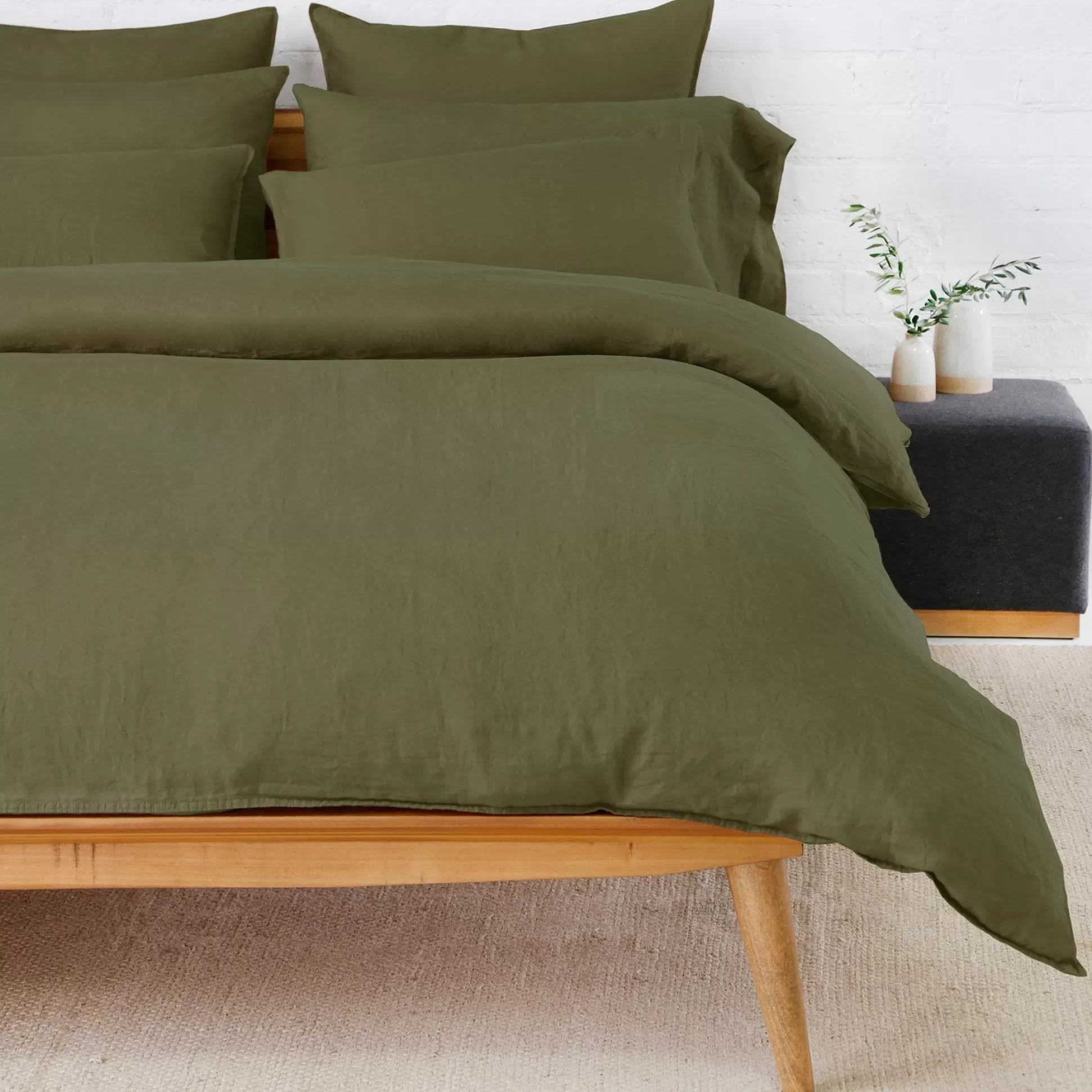 Parker Linen King Duvet Set, Forest^Be Home Best Sale