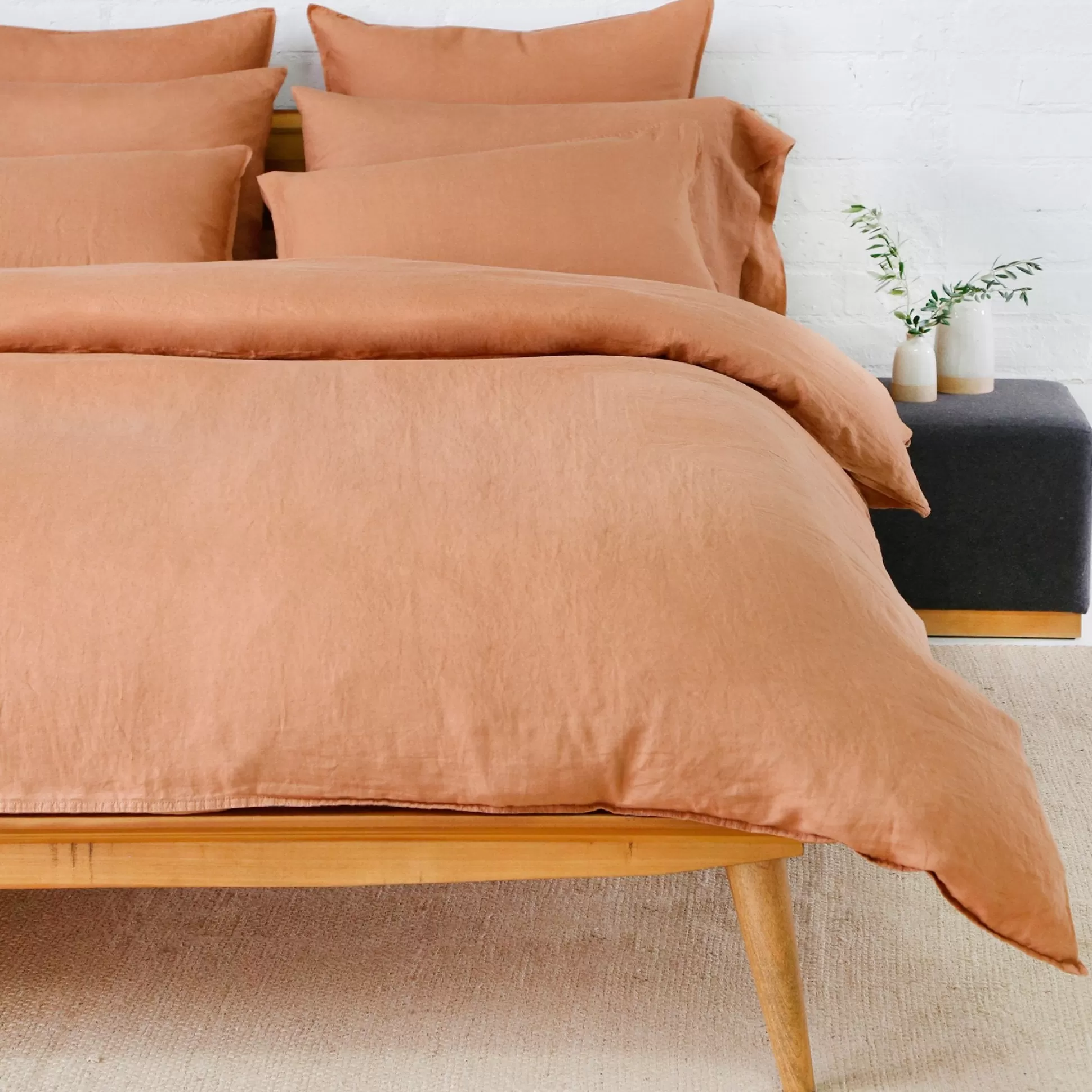 Parker Linen King Duvet Set, Terra Cotta^Be Home Sale