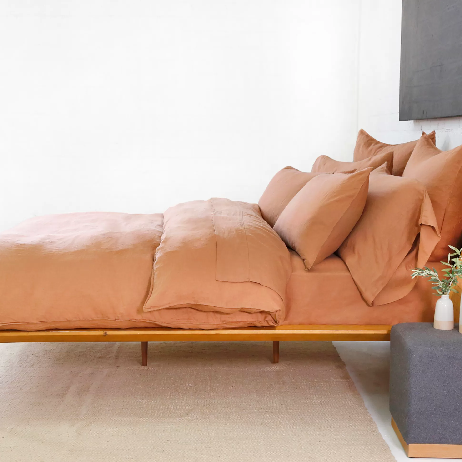 Parker Linen King Duvet Set, Terra Cotta^Be Home Sale