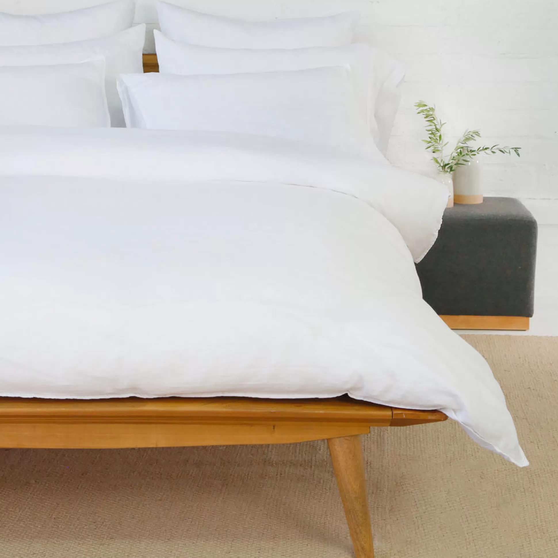 Parker Linen King Duvet Set, White^Be Home Store