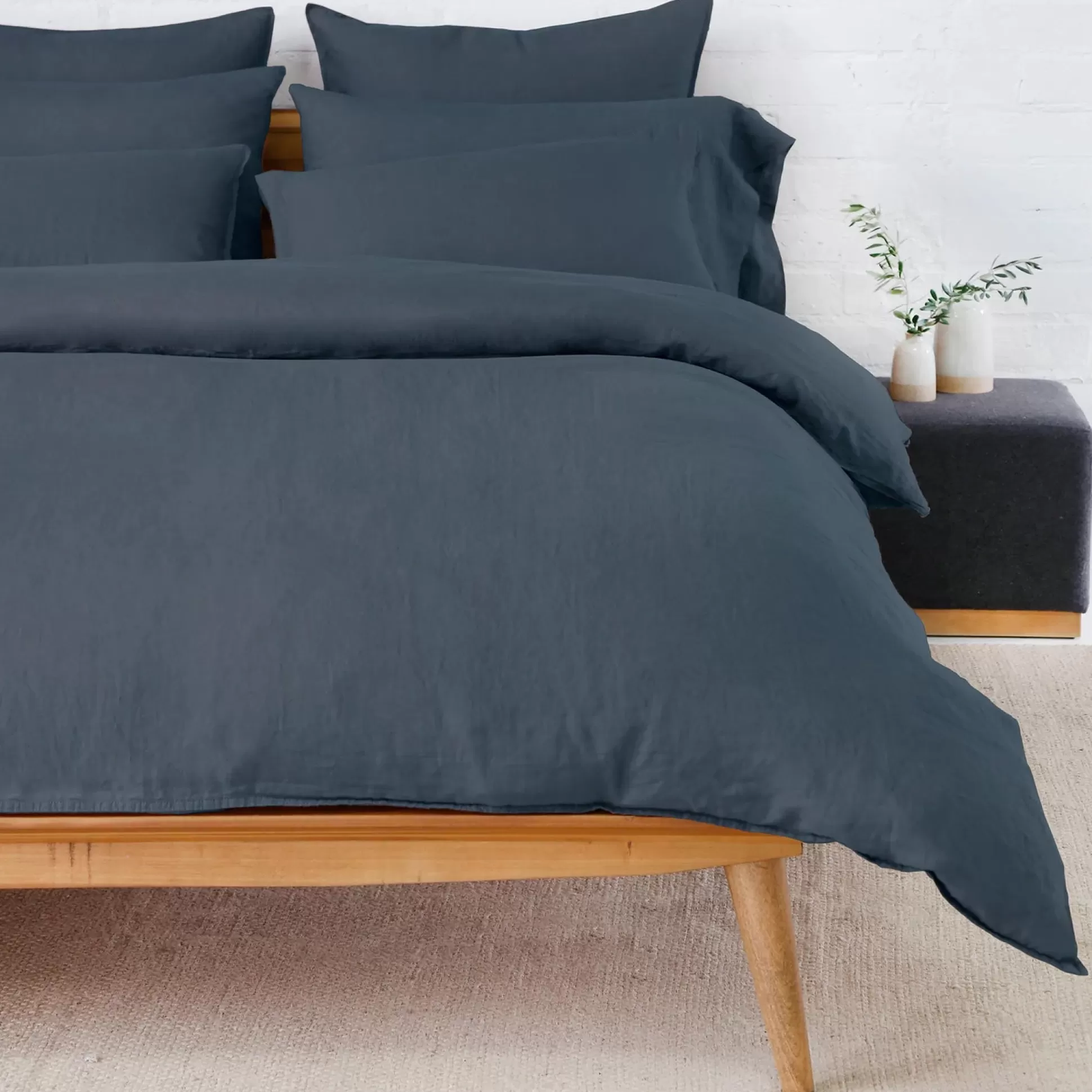 Parker Linen King Sham Set, Navy^Be Home Online