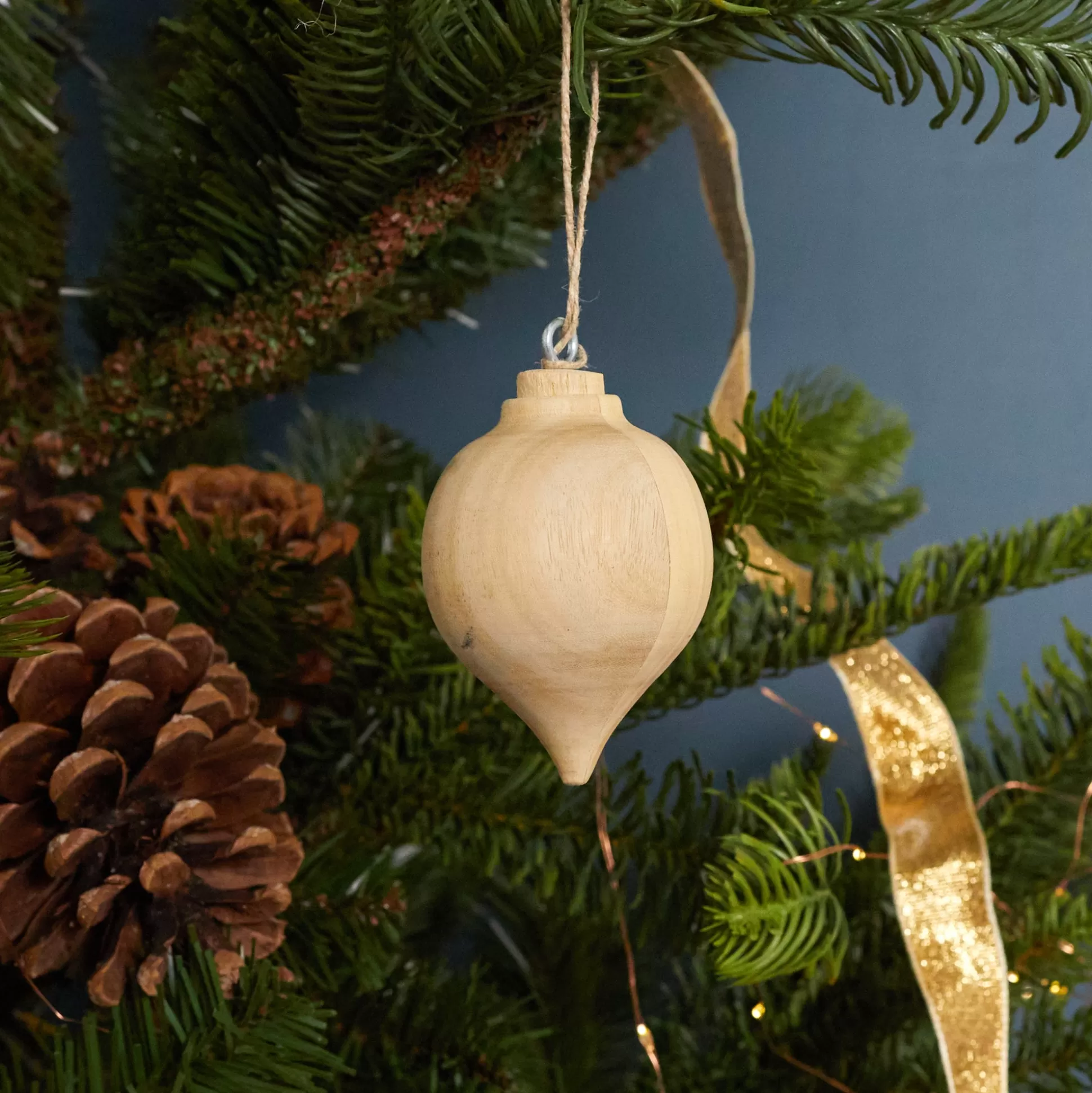 Pine Round Drop Spindle Ornament^Be Home Best