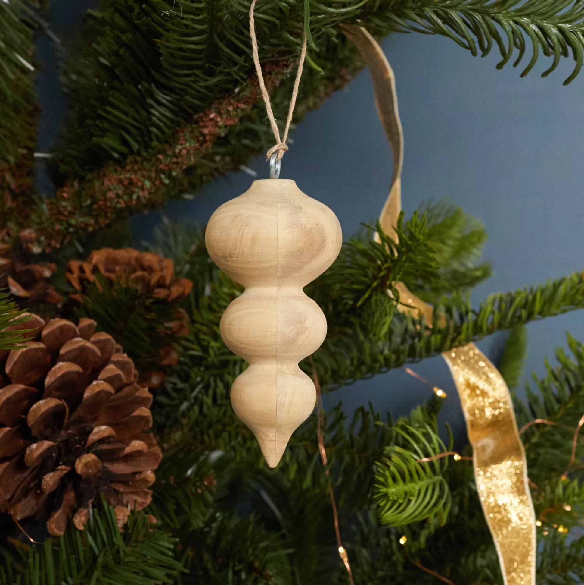 Pine Triple Drop Spindle Ornament^Be Home Discount