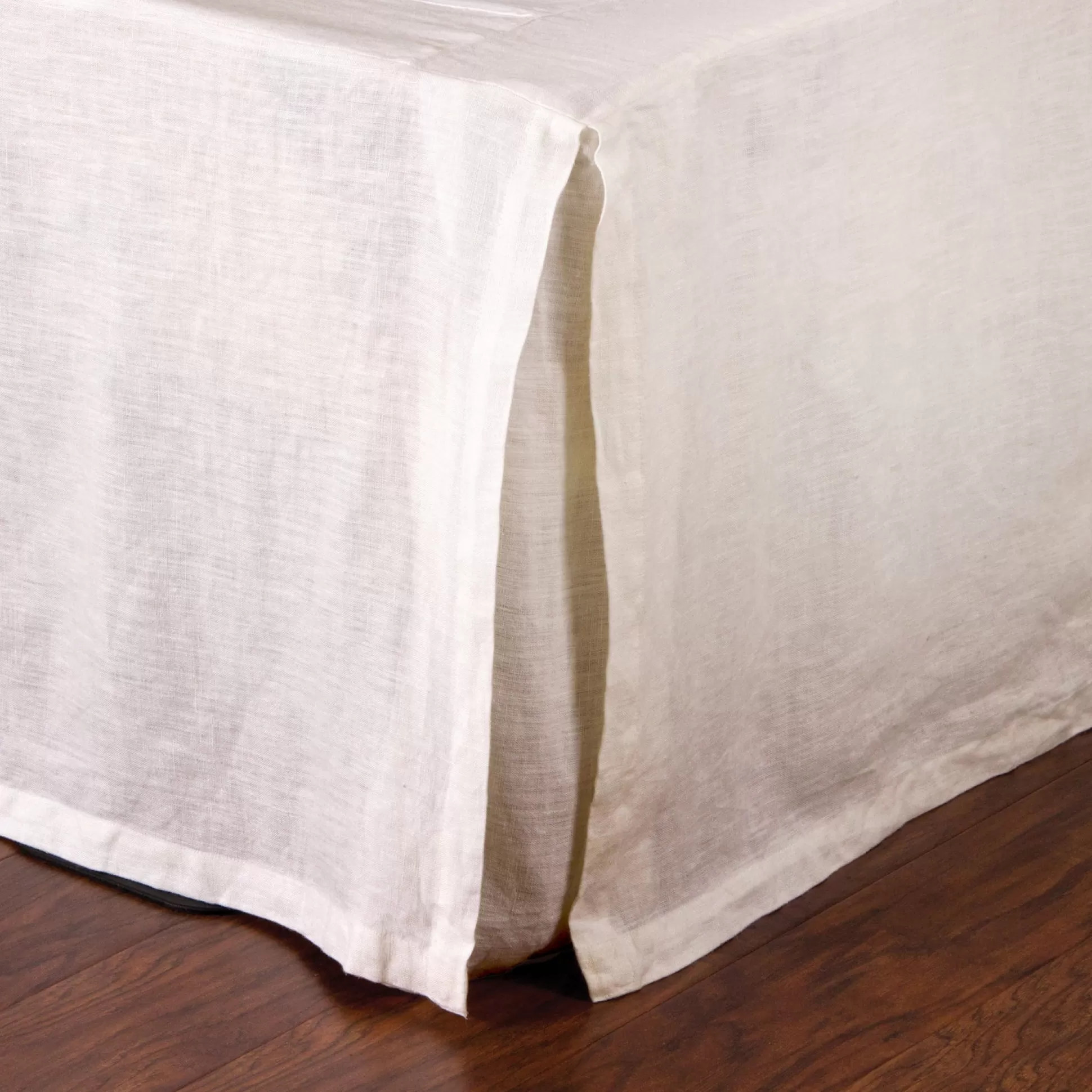 Pleated Linen King Bedskirt, Cream^Be Home Shop