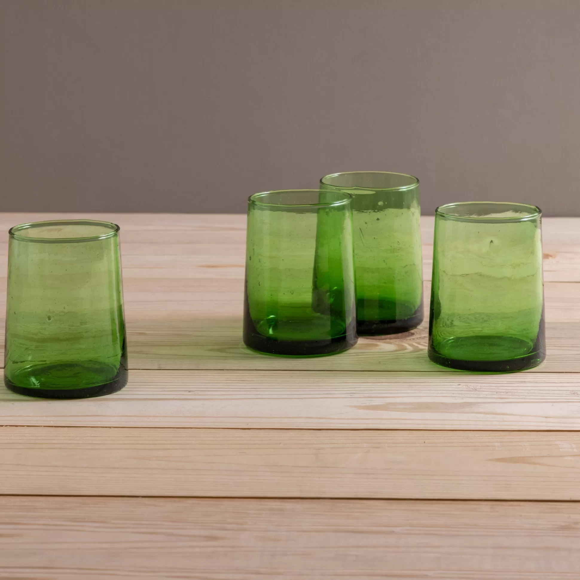 Recycled Cone Glass, Green, Set of 4^Be Home New