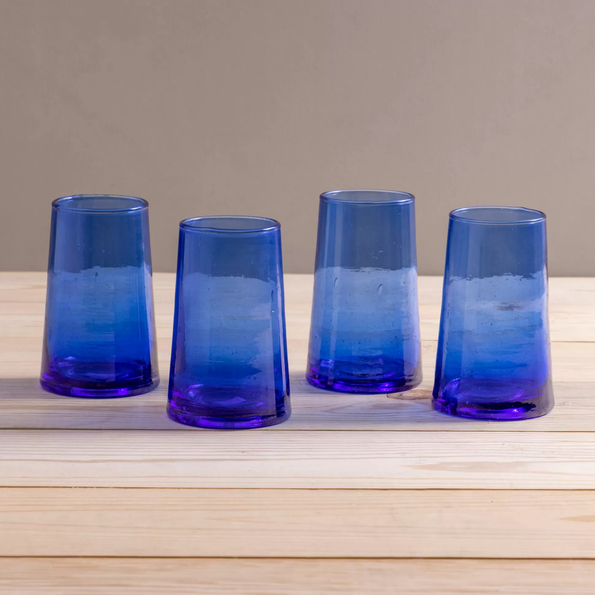 Recycled Tall Cone Glass, Blue, Set of 4^Be Home Best Sale