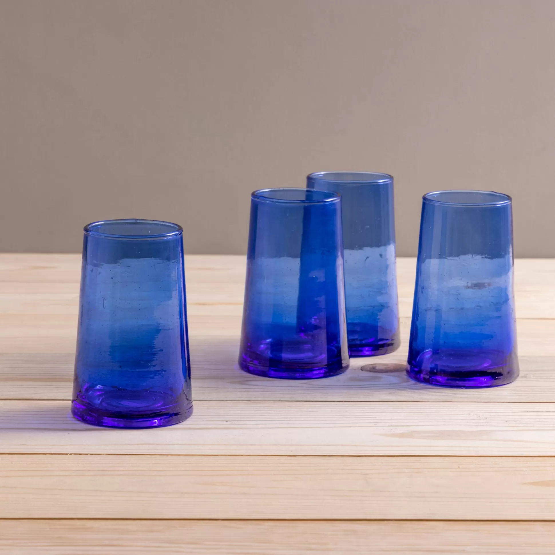 Recycled Tall Cone Glass, Blue, Set of 4^Be Home Best Sale