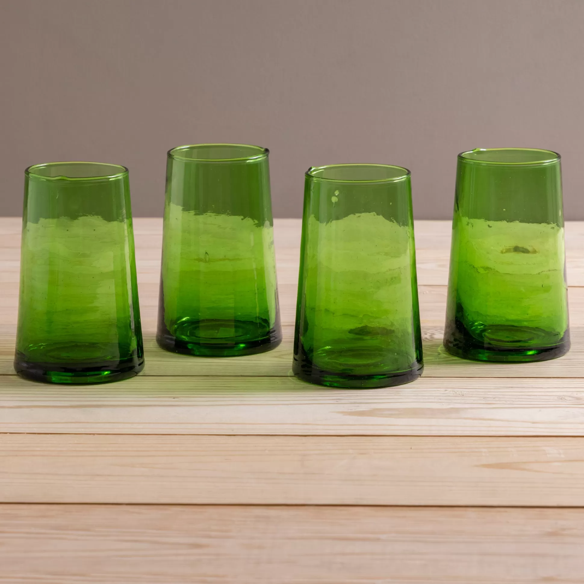 Recycled Tall Cone Glass, Green, Set of 4^Be Home Fashion