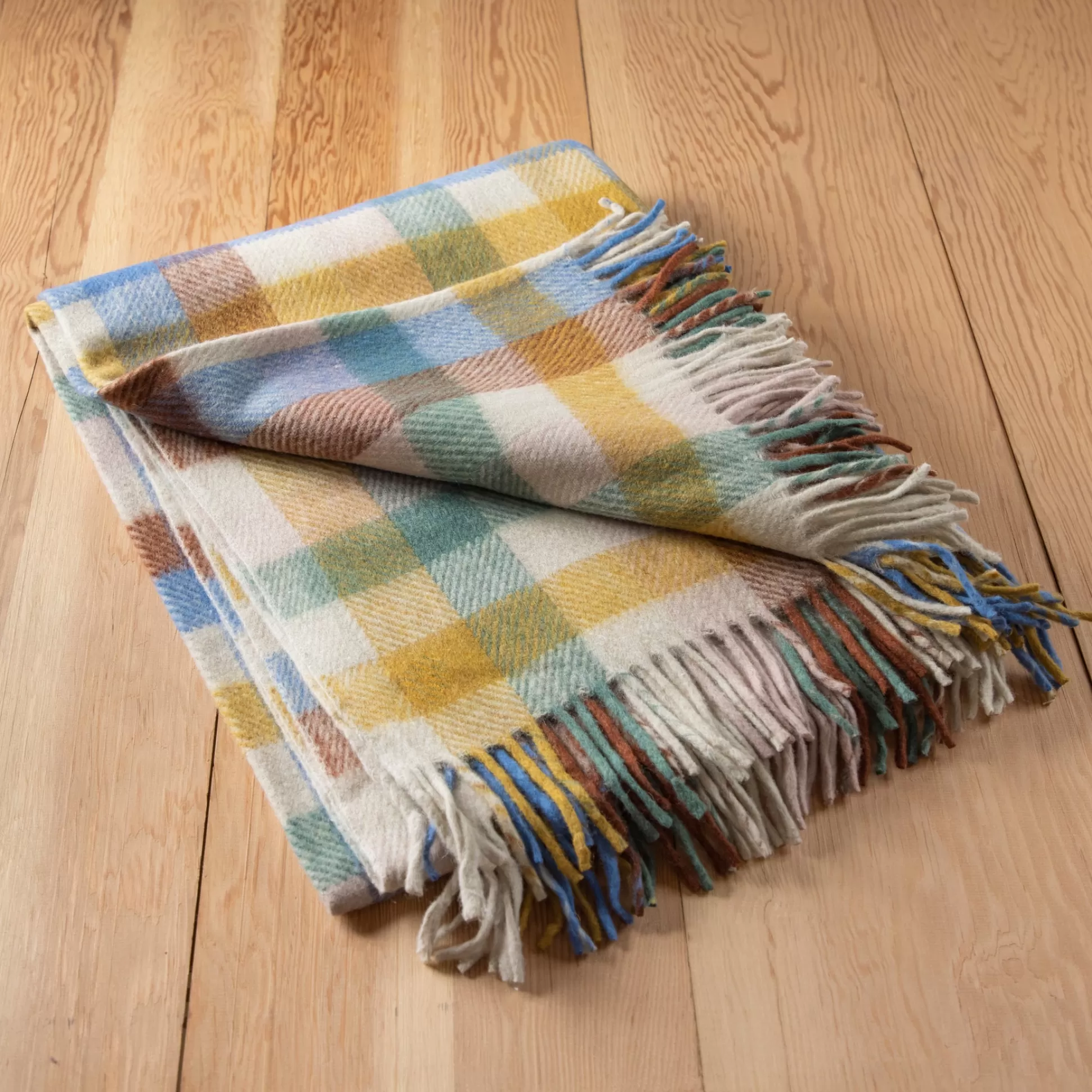 Recycled Wool Blanket in Rainbow Check^Be Home Sale