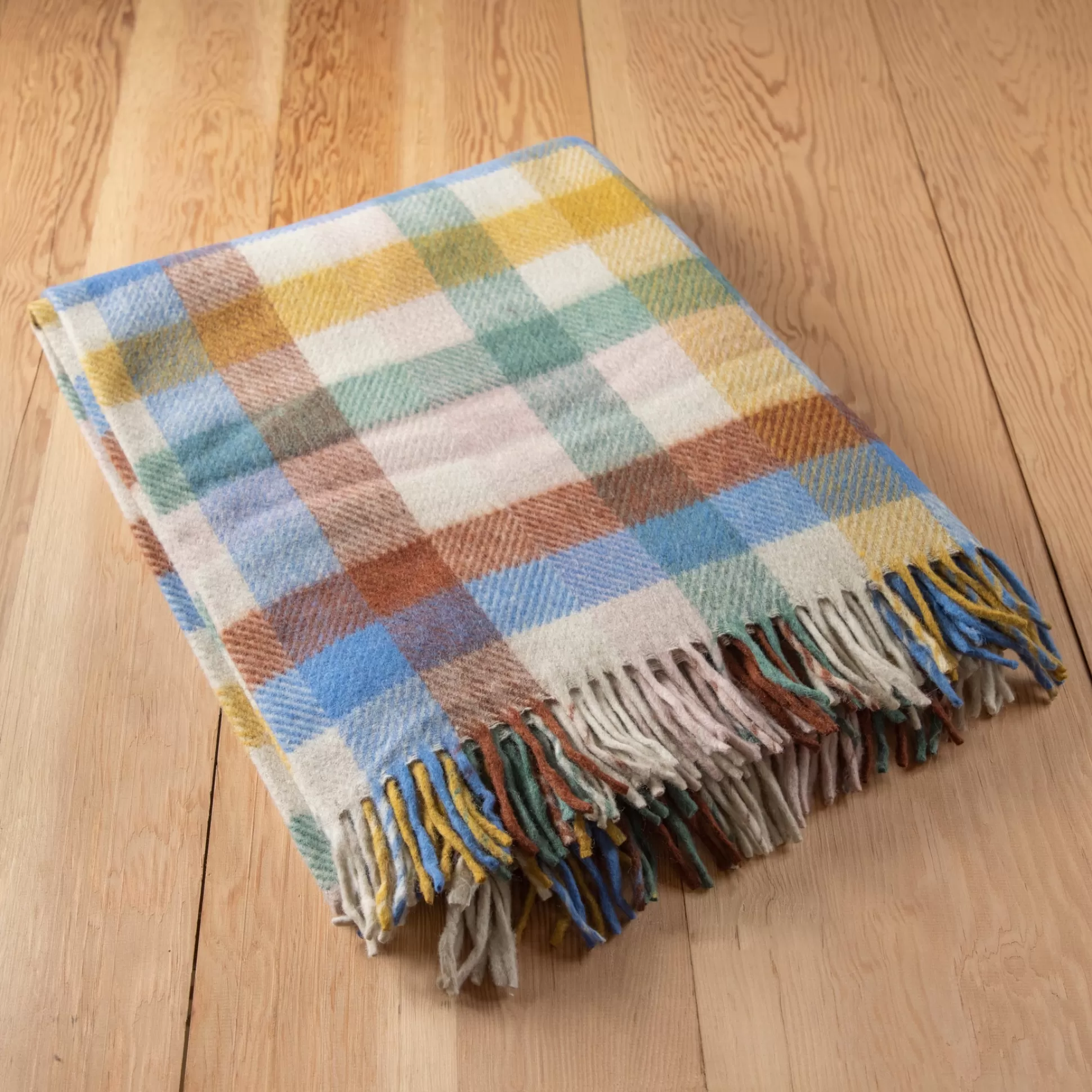 Recycled Wool Blanket in Rainbow Check^Be Home Sale