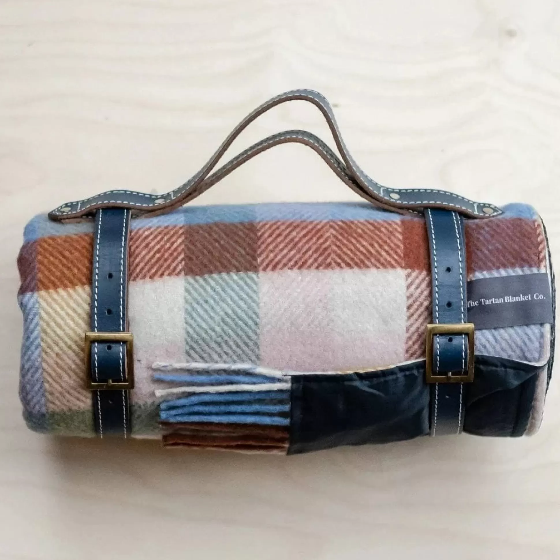 Recycled Wool Waterproof Picnic Blanket in Rainbow Check^Be Home New