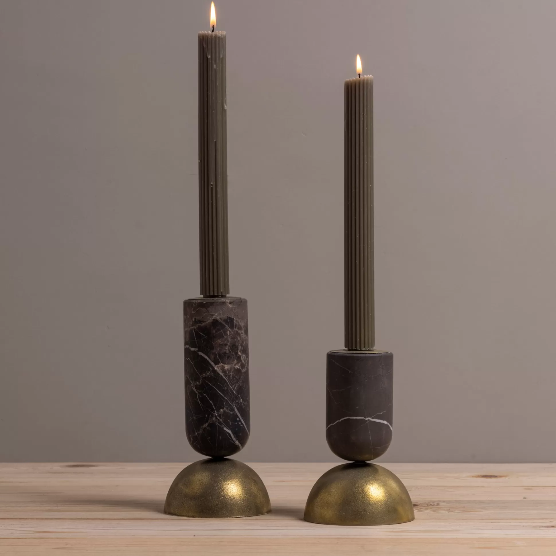 Reversible Candle Holders, Set of 3, Black Marble^Be Home Store