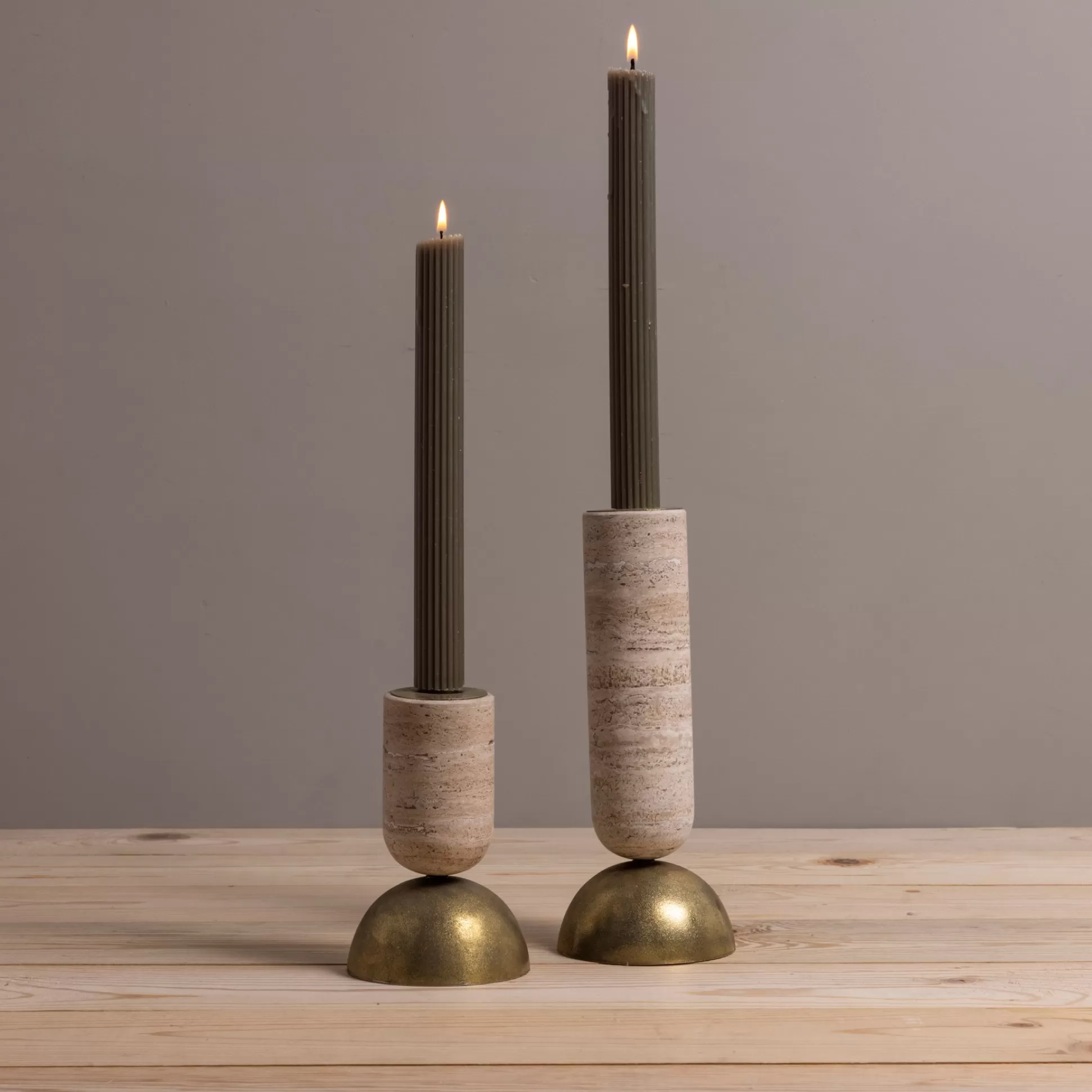 Reversible Candle Holders, Set of 3, Travertine^Be Home Sale