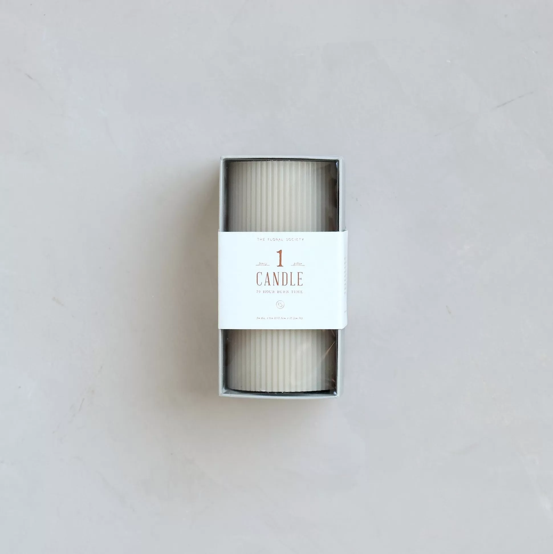 Ribbed Pillar Candle, Parchment^Be Home Cheap