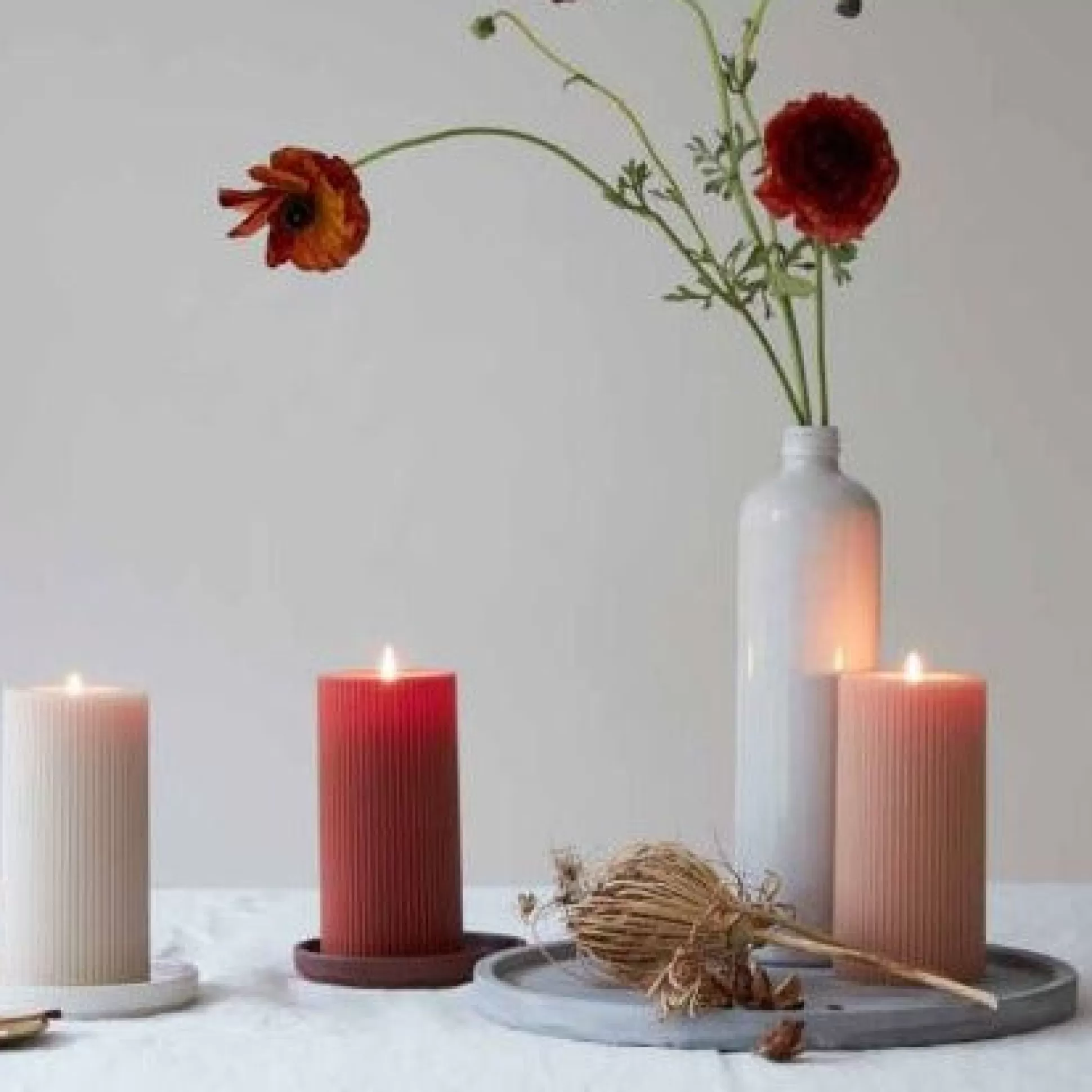 Ribbed Pillar Candle, Petal^Be Home Cheap